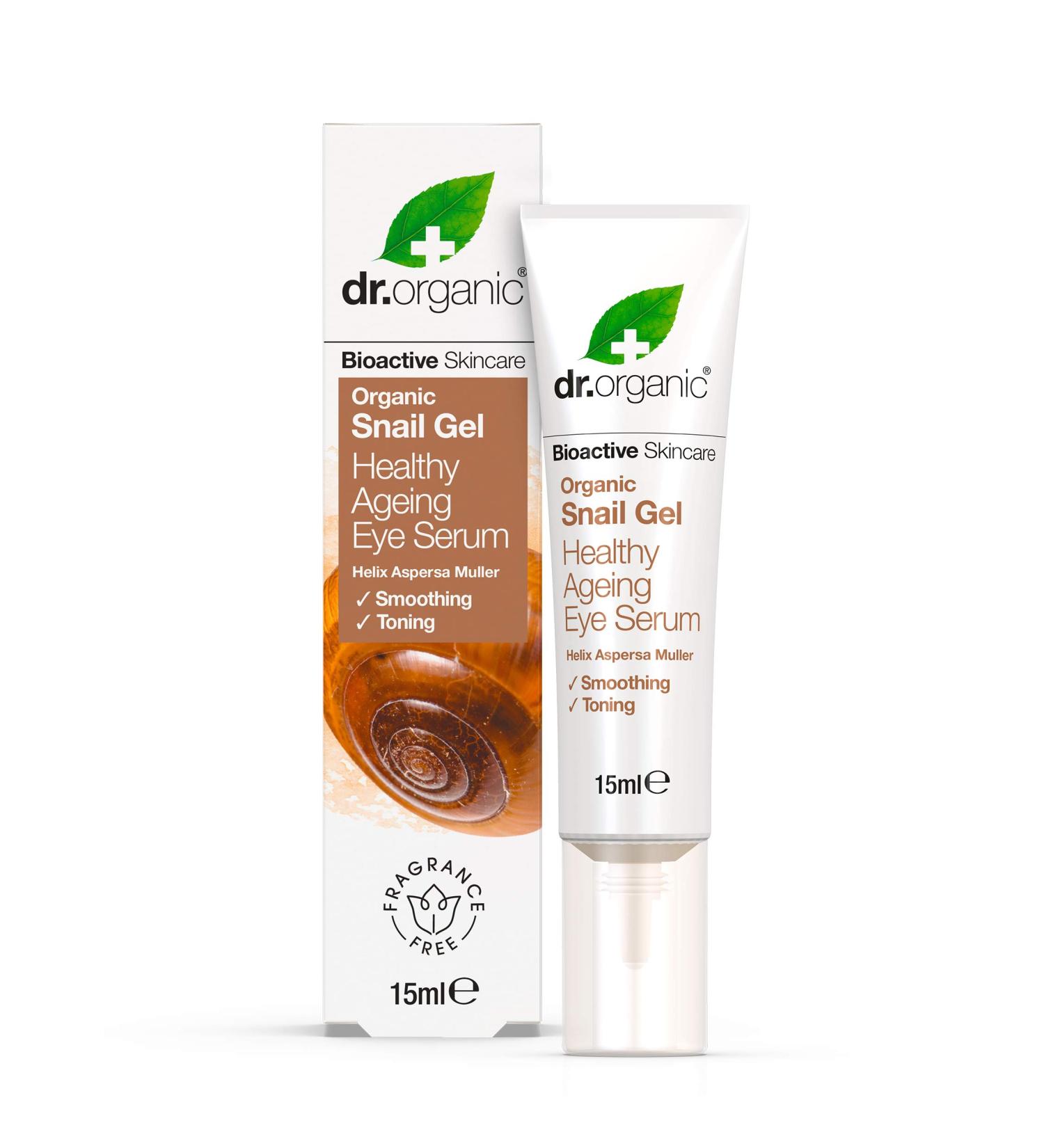 Dr Organic Snail Gel Eye Serum 15ml - Natural, Vegetarian & Cruelty-Free - Buy Online on GoSupps.com