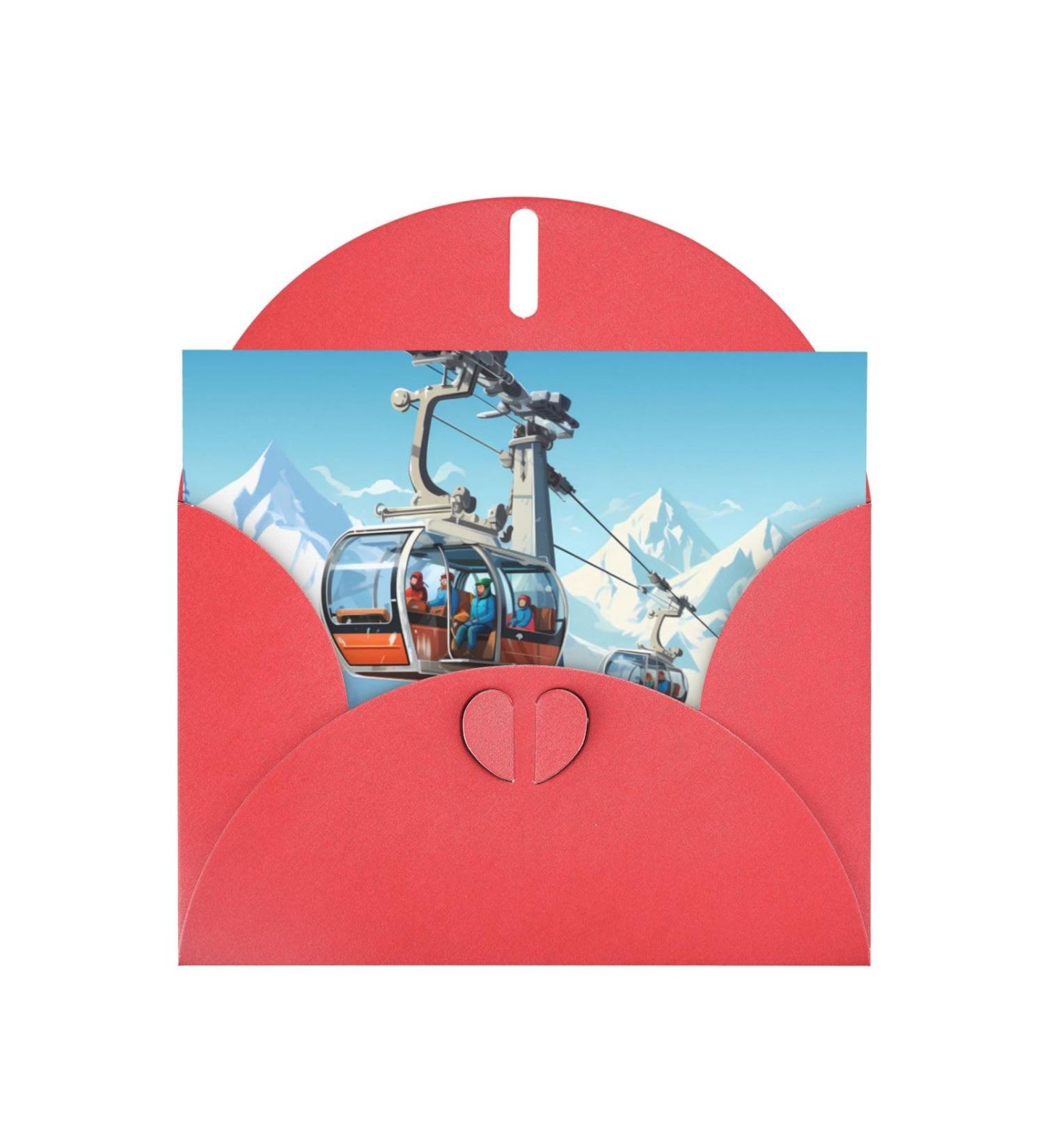 YYHWHJDE Red Winter Old Cable Ski Lif Printing High-Grade Pearl Paper Greeting Card : 4x6 In For Birthday Card Party Invitation Card Red One Size - Buy Online on GoSupps.com
