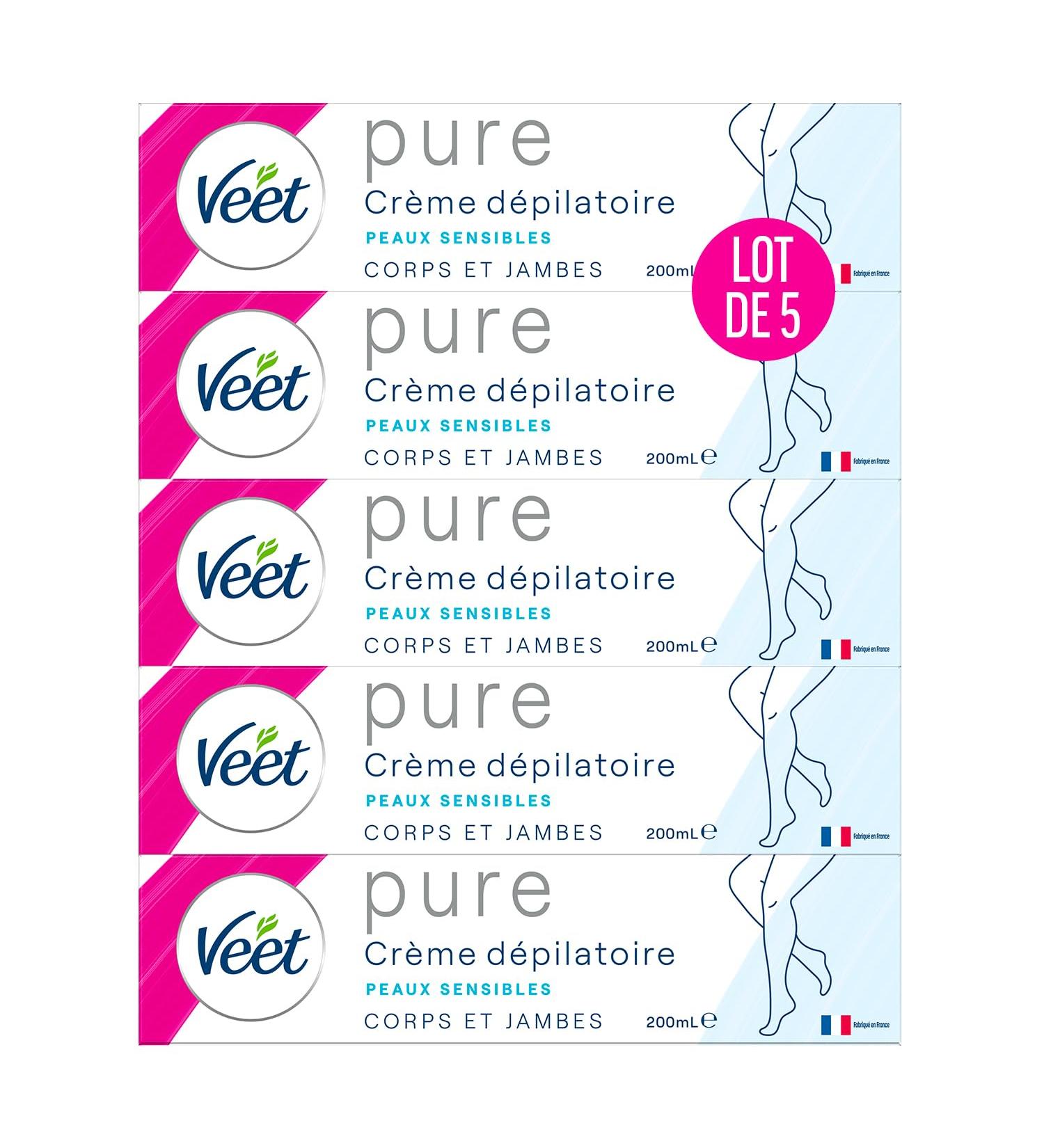 VEET PURE - Depilatory Cream for Body and Legs - Sensitive Skin - No Odor of Amonia - Pack of 5 x 200 ml - Buy Online on GoSupps.com