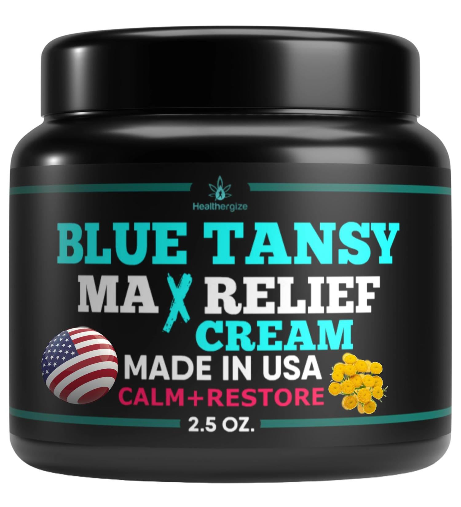 Blue Tansy Oil Face Cream - Balancing Full Body Lotion for Clear Skin Wrinkle & Pore Minimizer Hydrating Night Cream for Redness & Blemishes - International Shipping Available - Buy Online on GoSupps.com