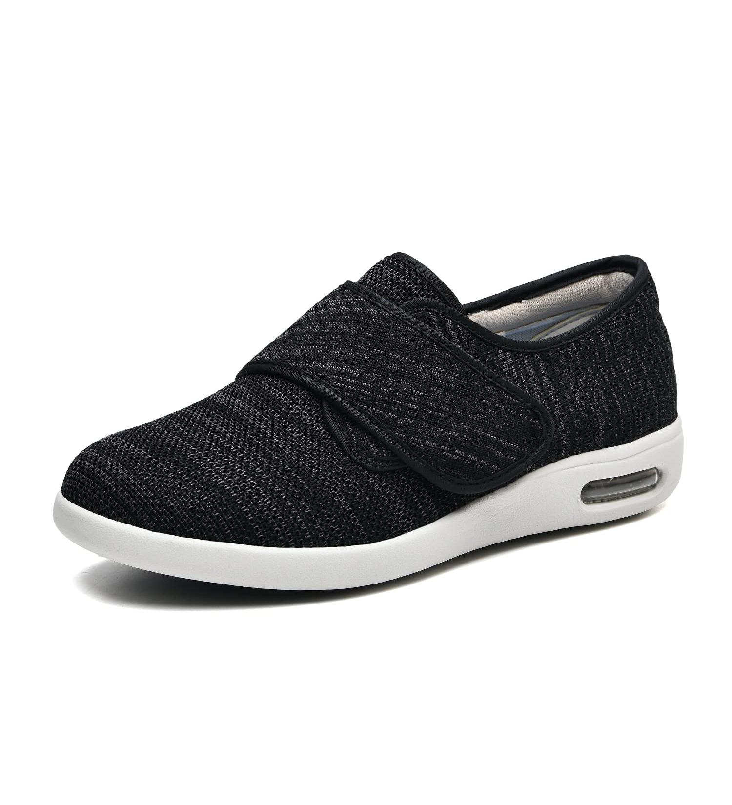 Womens Wide Width Diabetic Shoes with Adjustable Closure - Non-Slip Lightweight Mesh Sneakers for Elderly - Ideal for Edema, Plantar Fasciitis, Bunions - 8 Wide Black Gray - Buy Online on GoSupps.com
