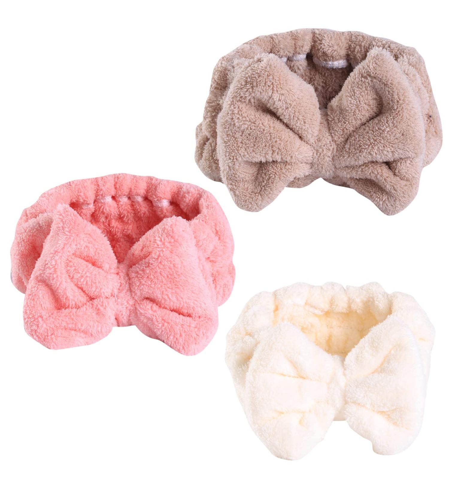 Buy Pzihao 3 Pieces Bowknot Hairbands - Elastic Coral Velvet Makeup & Shower Headbands for Women & Girls - International Shipping Available - Buy Online on GoSupps.com