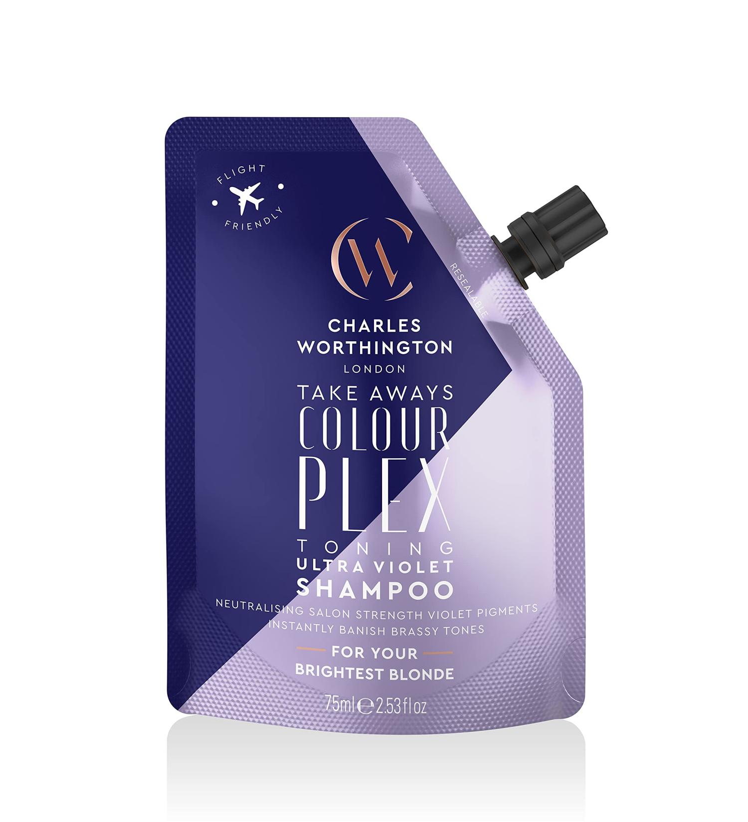 Charles Worthington Colourplex Toning Ultra Violet Shampoo 75ml - Travel Size Purple Toning Shampoo for Blonde Hair - Buy Online on GoSupps.com