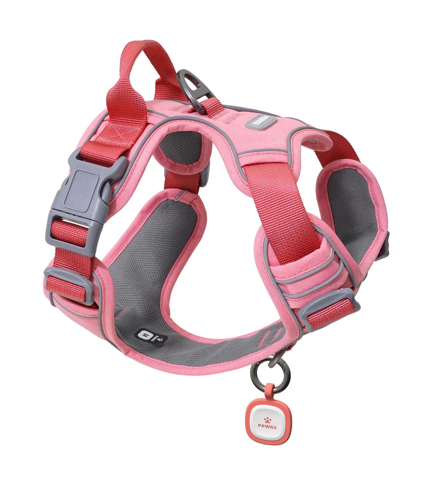 Pawaii Dog Harness for Small Dogs - Pink Adjustable Padded Reflective & Breathable with Handle - Anti-Drawing Design (Size S: 43cm-55cm) - Buy Online on GoSupps.com