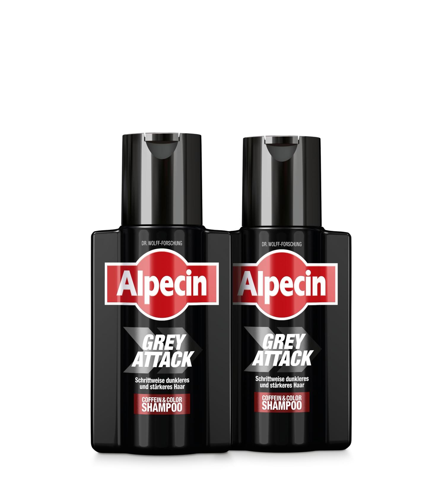 Alpecin Gray Attack Shampoo - 2 x 200ml | Gradual Hair Darkening & Natural Color | Prevent Hereditary Hair Loss - Buy Online on GoSupps.com