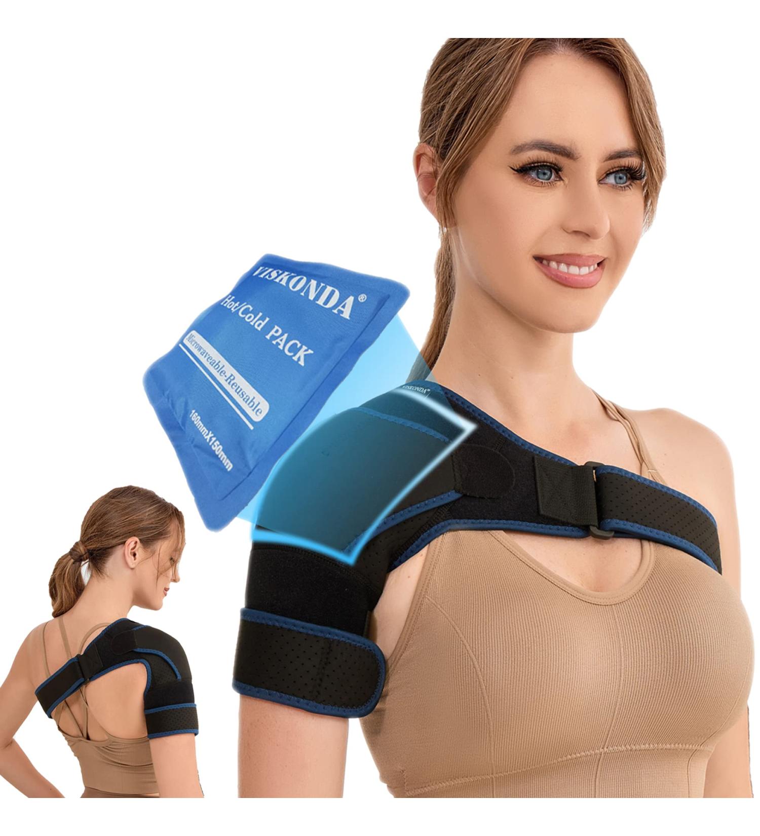 VISKONDA Shoulder Brace - Compression Sleeve for Rotator Cuff Support, AC Joint Pain Relief, Arm Stability - Men & Women - Large - Buy Online on GoSupps.com