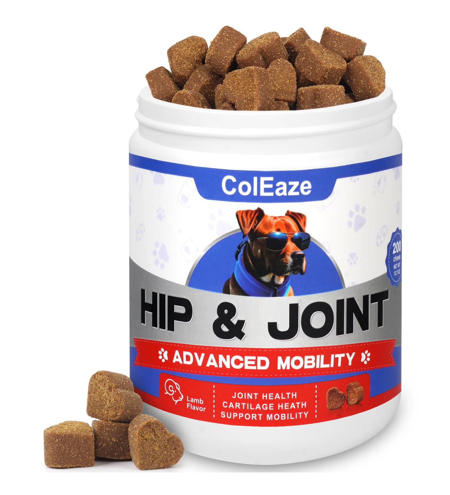 ColEaze Glucosamine for Dogs 200 Count Joint Supplement for Dogs with Glucosamine Chondroitin MSM Turmeric Hip & Joint Health Lamb Flavor - Buy Online on GoSupps.com