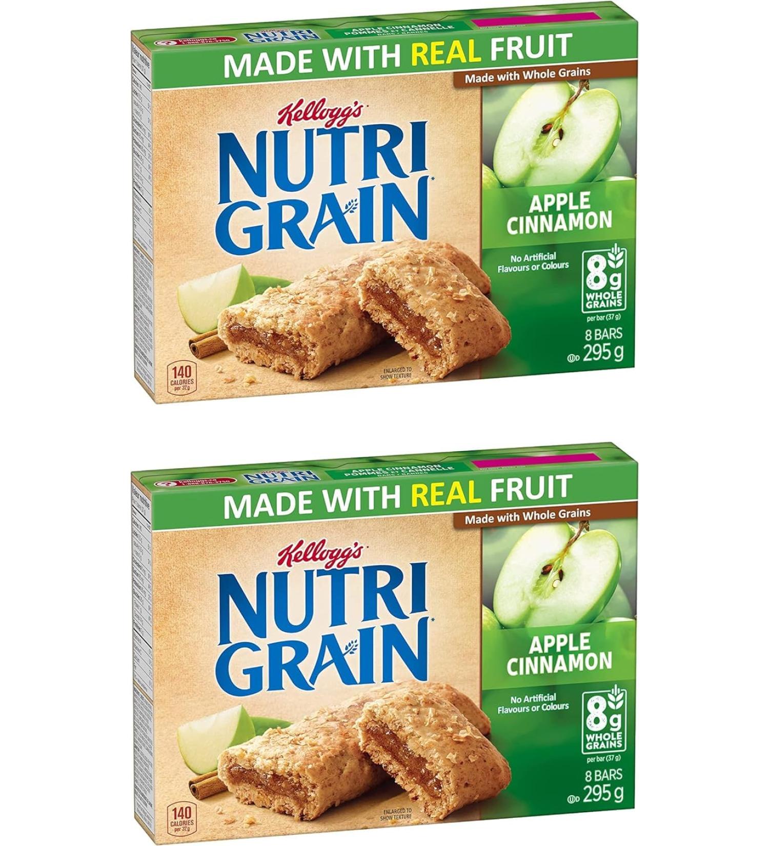 Apple & Cinnamon Flavour Soft Cereal Bars Bundle. Includes (2) Packages of Nutri Grain Cereal Bars Apple & Cinnamon Flavour (8 bars per 295g box) with BIG MAPLE Trivia Cards. Great for Snacking at Home School Office Friends Family - Buy Online on GoSupps.com