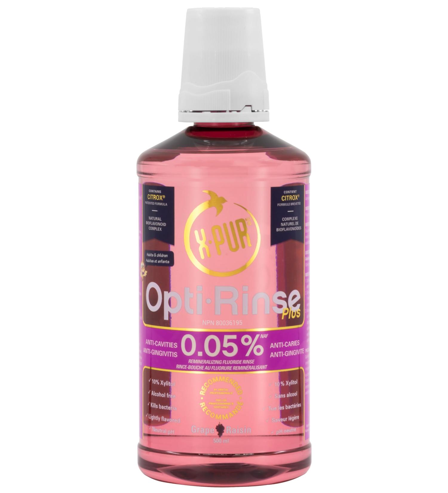 X-PUR Xylitol Mouthwash - 0.05% X-PUR Opti-Rinse Plus With Citrox - Antibacterial Mouthwash - Grape Flavored Alcohol-Free Mouthwash - 500 ml - Buy Online on GoSupps.com