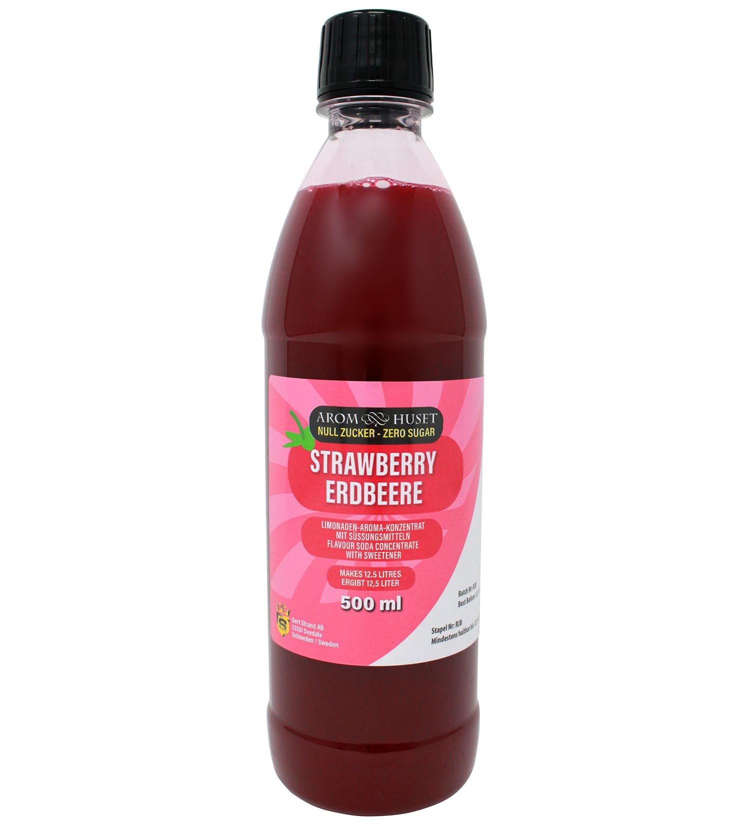 Aromhuset Zero Strawberry Soda Syrup Concentrate 500ml - Create 12.5 Litres of Sugar-Free Soft Drink - Buy Online on GoSupps.com