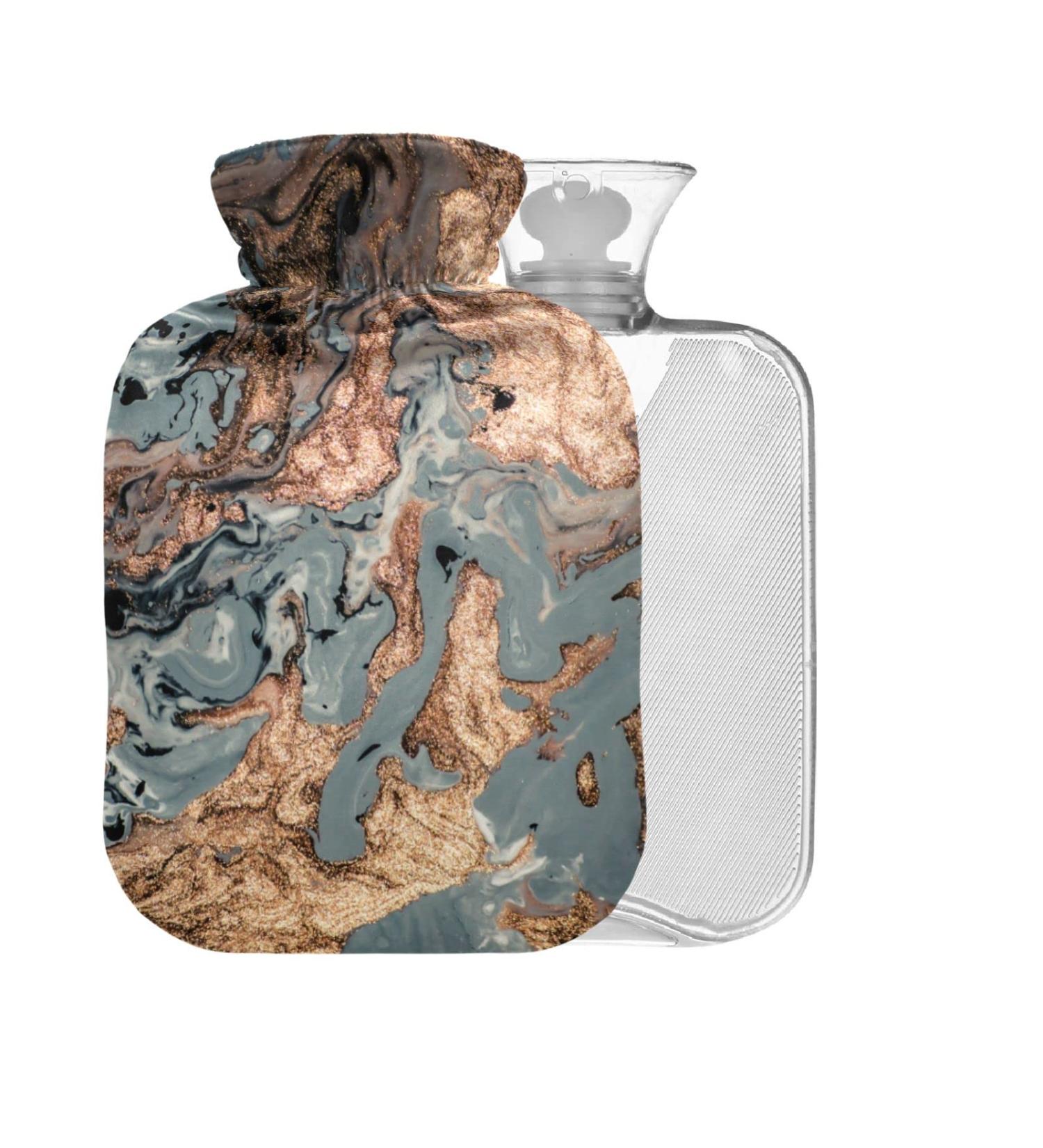 Luxurious Golden Blue Marble Heat Bottle - 1L BPA-Free Warm-Up Bag for Pain Relief & Hot/Cold Compress - Buy Online on GoSupps.com