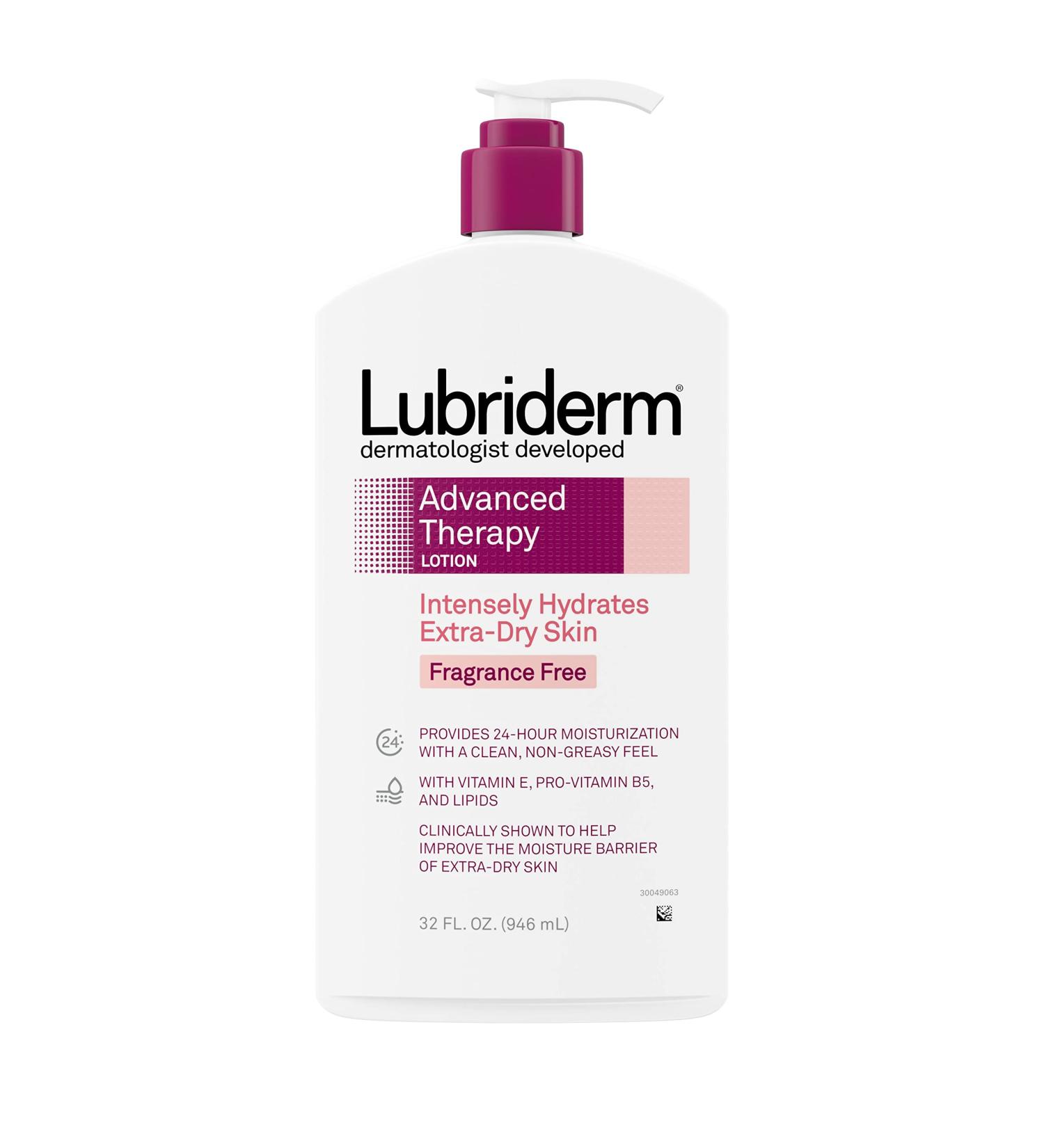 Lubriderm Advanced Therapy Fragrance-Free Moisturizing Lotion 32 fl. oz - Intense Hydration for Extra Dry Skin - Buy Online on GoSupps.com