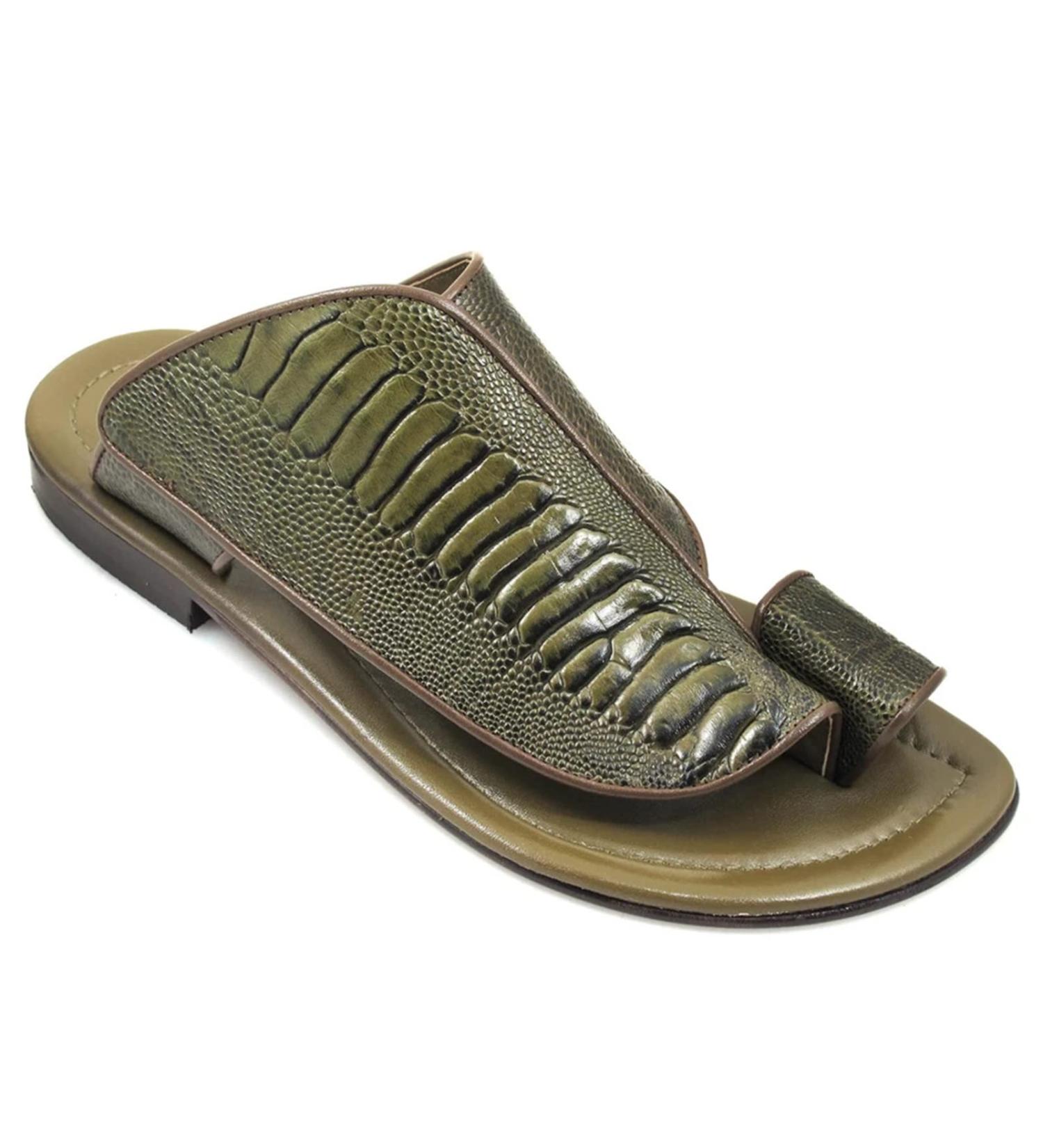 Vintage PU Comfort Men's Sandals | Toe Bunion Flat Slippers | Orthopedic Beach Flip Flops | Green, Size 9.5 - Buy Online on GoSupps.com