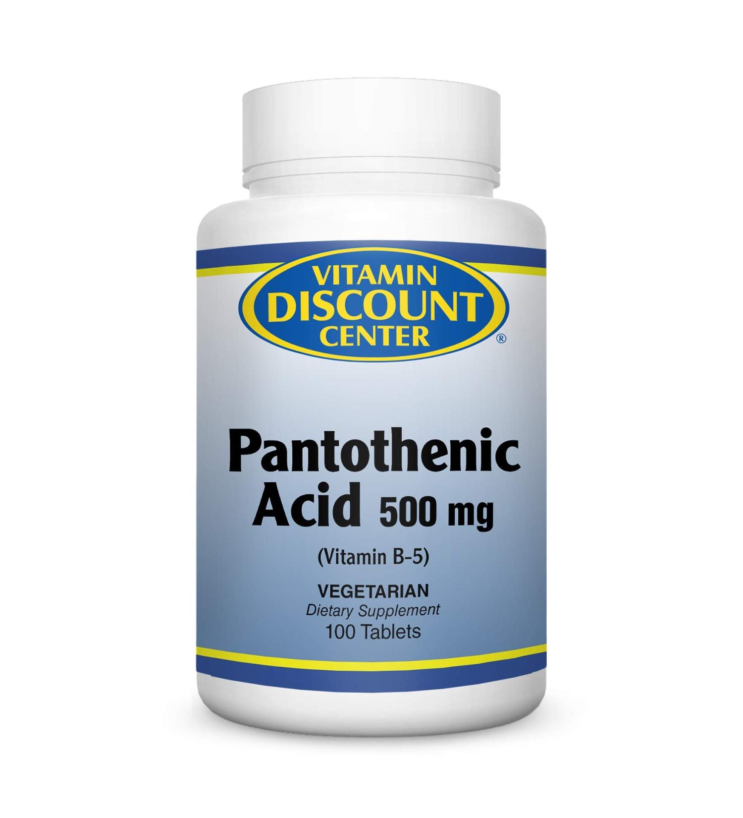 Vitamin Discount Center Pantothenic Acid 500mg - Vitamin B5 - Vegetarian - 100 Tablets - Buy Online on GoSupps.com