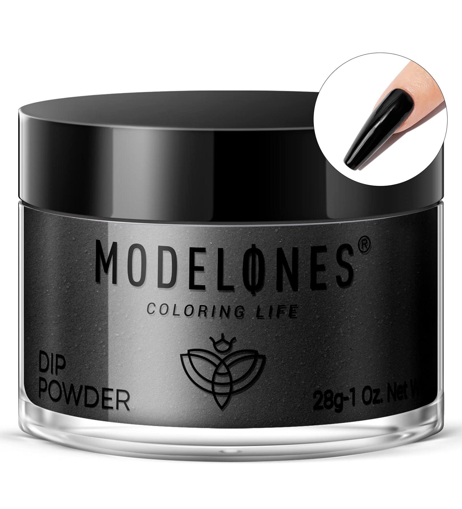 Modelones Dip Powder Black Color French Nail Dipping Powder 1 Oz - Odor-Free, Long-Lasting, No UV Lamp Needed - Buy Online on GoSupps.com