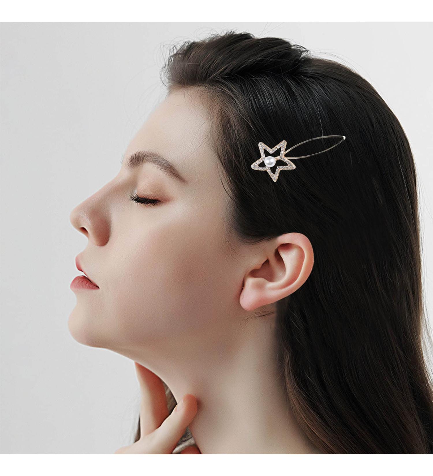 Wendalern Crystal Star Hair Clip Vintage Pearl Rhinestone Hair Pins Gold Pearl Star Hair Clip Crystal Hair Pins Headpiece Bridal Hair Accessories for Women and Girls - Buy Online on GoSupps.com