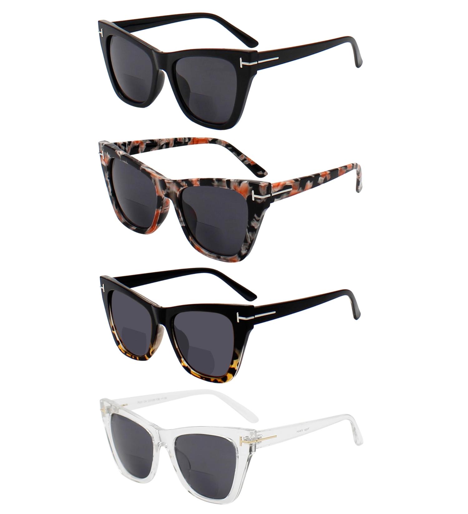 Yogo Vision Reader Sunglasses | UV400 Tinted Reading Sunglasses 4-Pk for Men & Women - Black Brown Havana Clear 1.75x - Buy Online on GoSupps.com