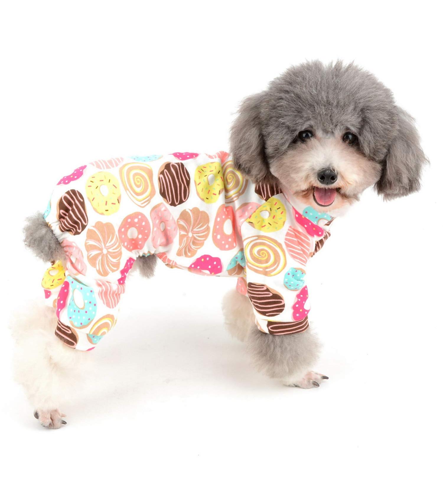 Zunea Little Dog Jumpsuit Pajama Overalls - Soft Cotton Donut Print - Four Legs PJs for Cats & Puppies (Pack of 1) - Buy Online on GoSupps.com