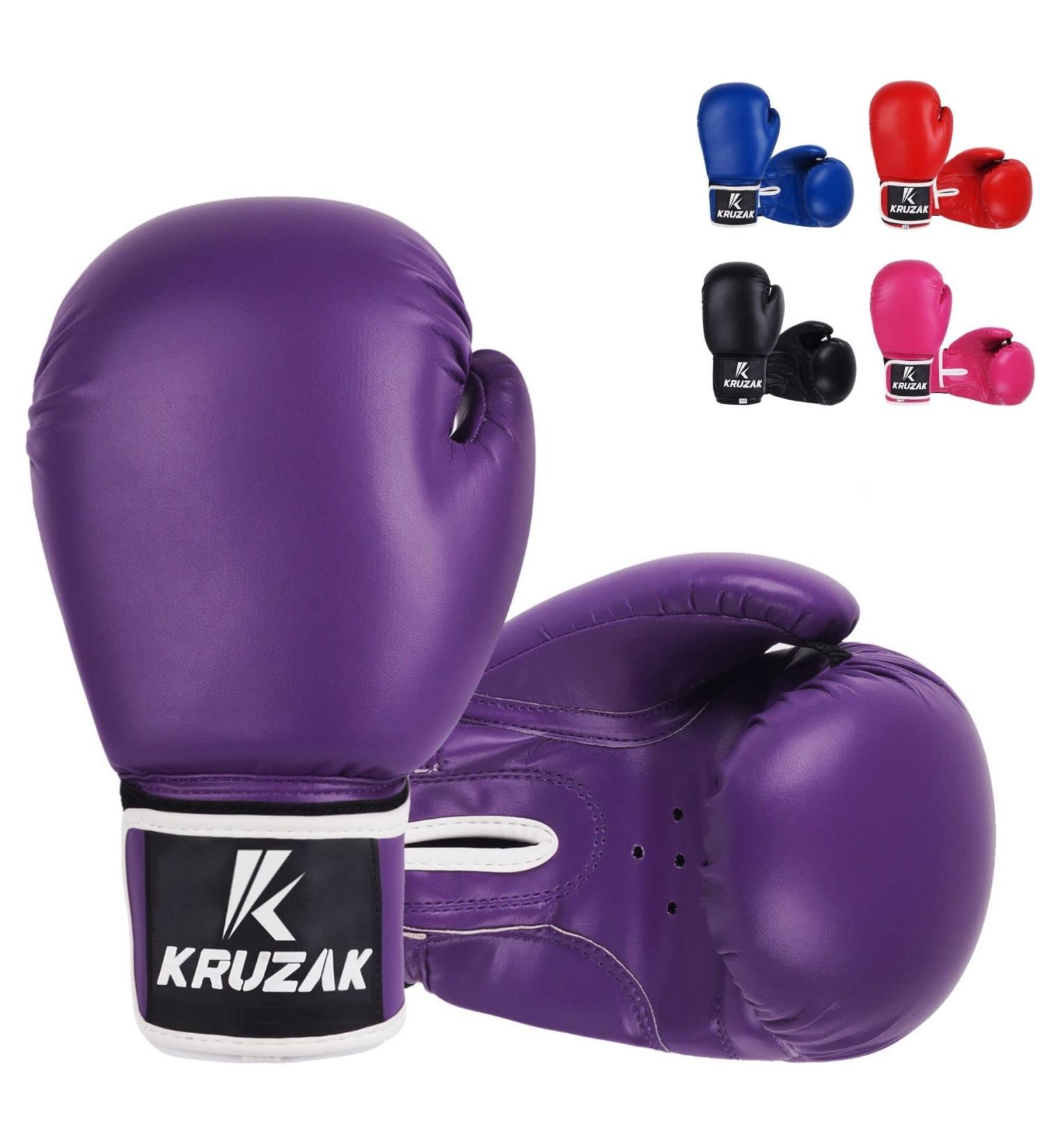 Kruzak Plain Boxing Gloves - Sparring, Kickboxing, Muay Thai, MMA Fighting - Purple, 12 oz - Men & Women - Buy Online on GoSupps.com