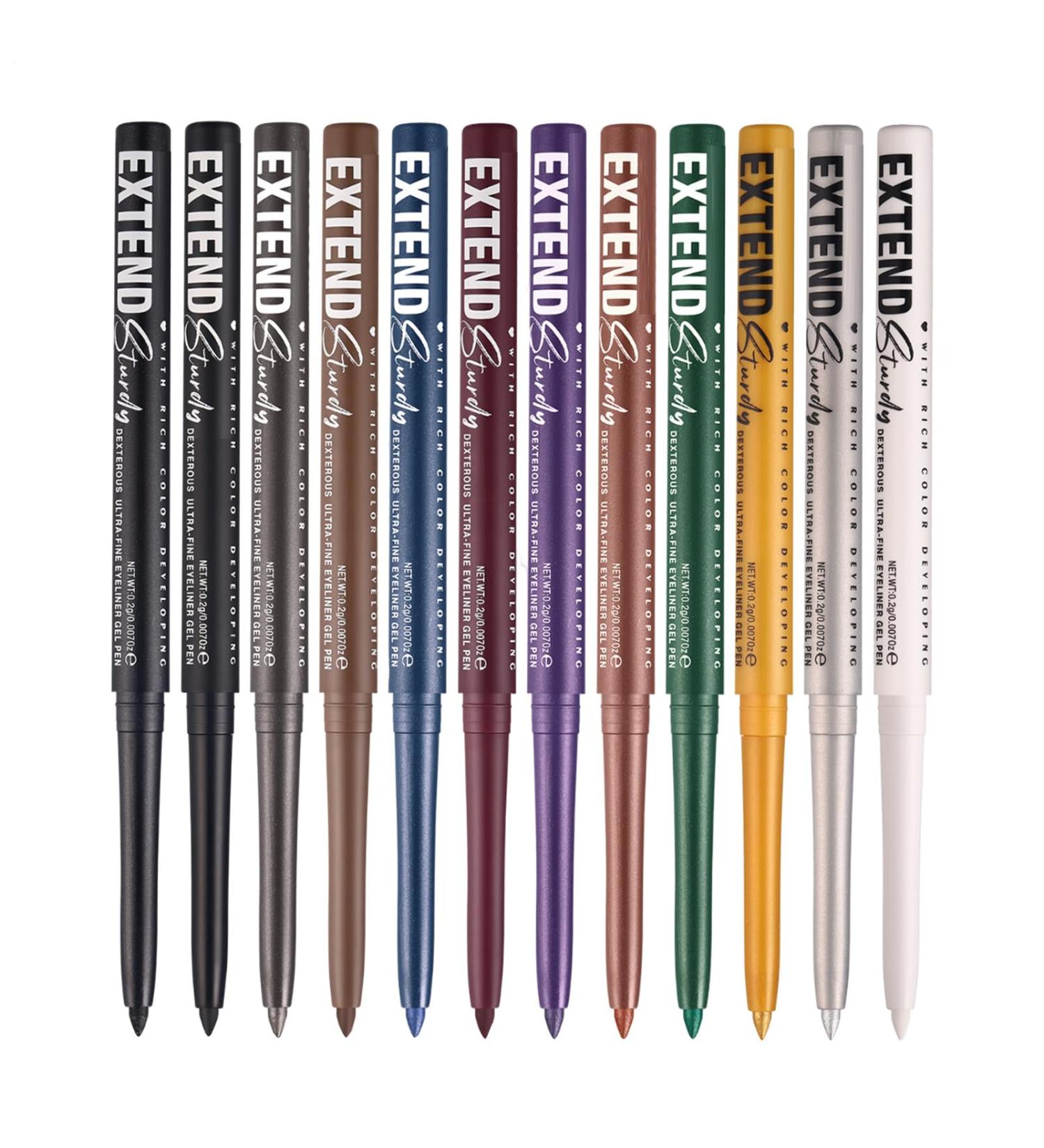 Eyeliner pencil set gel eyeliners - 12 colors waterproof eyeshadow pencils - long-lasting gel pens smudge-proof cosmetics for makeup - Buy Online on GoSupps.com