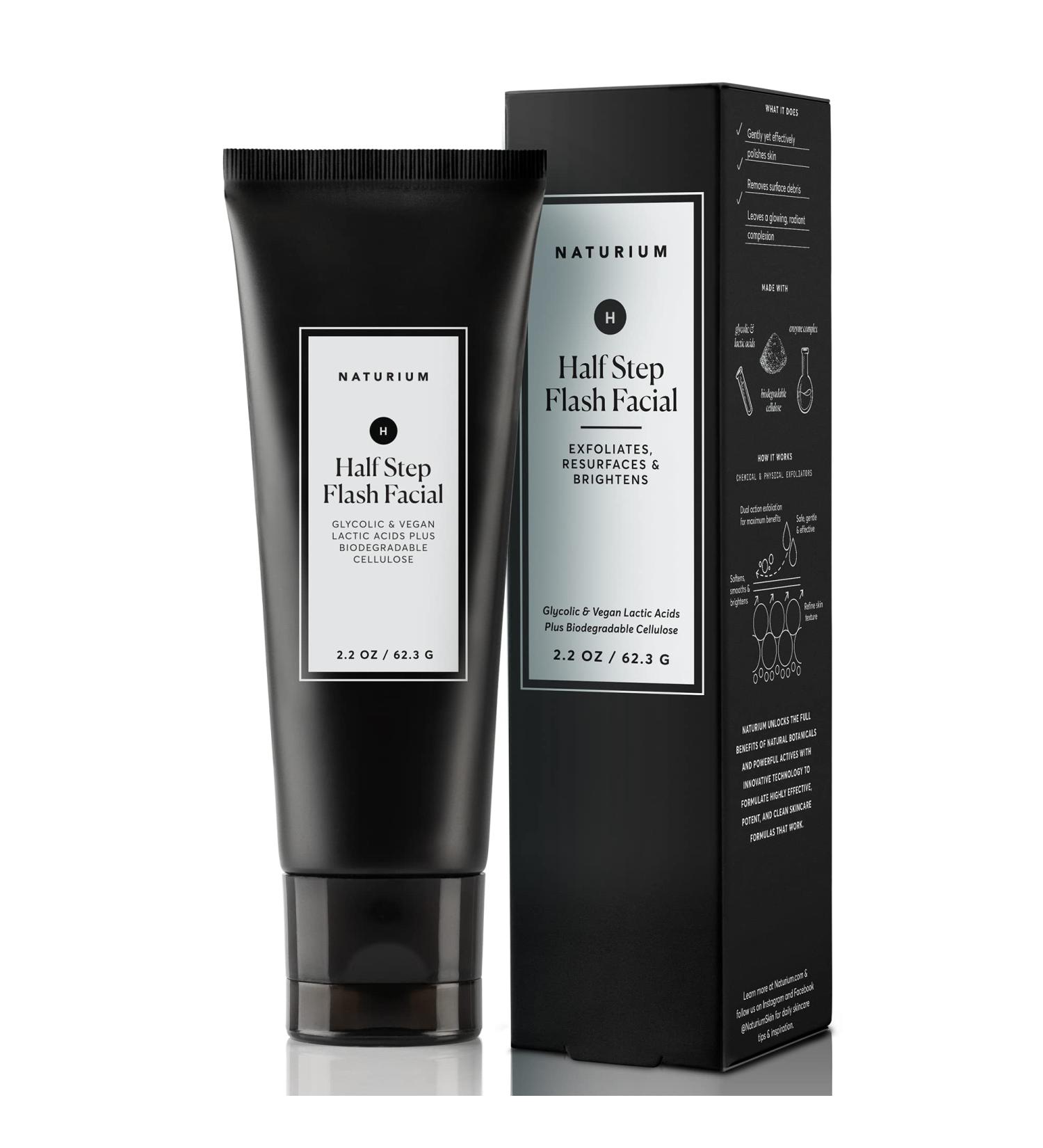Naturium Half Step Flash Facial Mask 2.2 oz - Glycolic & Vegan Lactic Acids, Cellulose Exfoliating Treatment - Buy Online on GoSupps.com