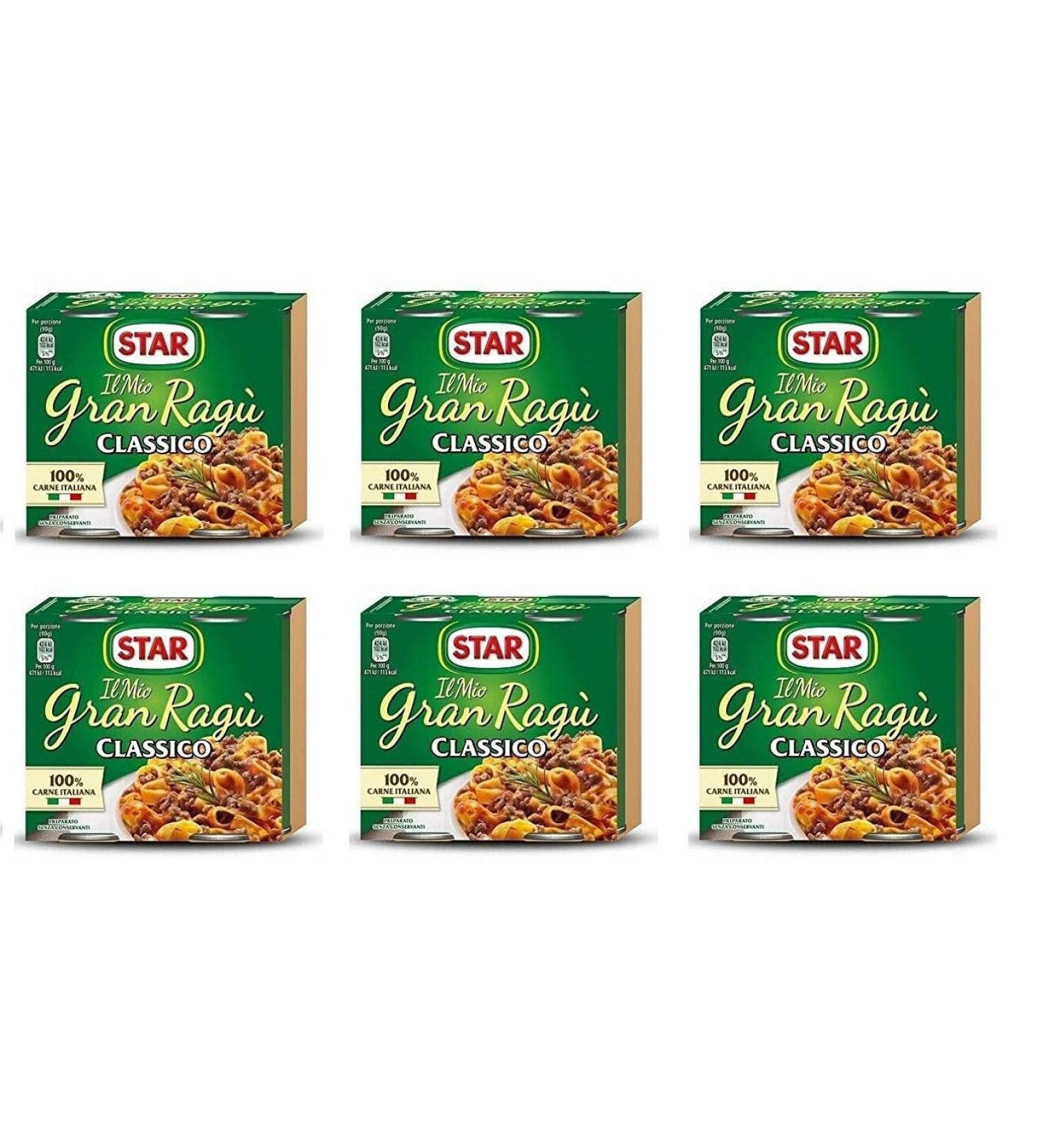 Star Pack of 6 Il Mio Gran Rag Star Classico tomato sauces for pasta (2 x 180 g) Read to eat