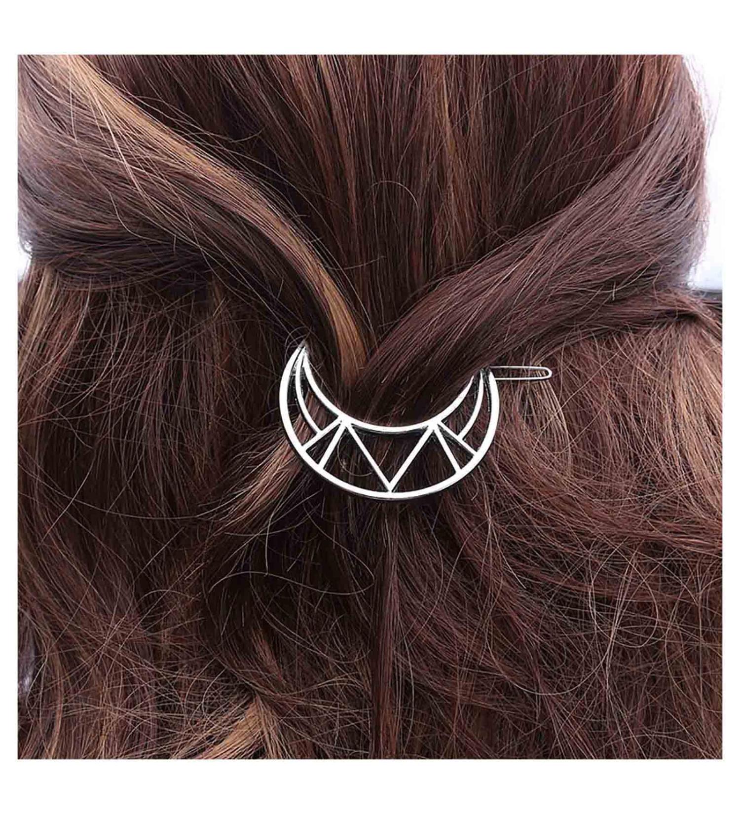 Andelaisi Boho Moon Hair Clip - Vintage Silver Crescent Moon Barrette for Women and Girls - Buy Online on GoSupps.com