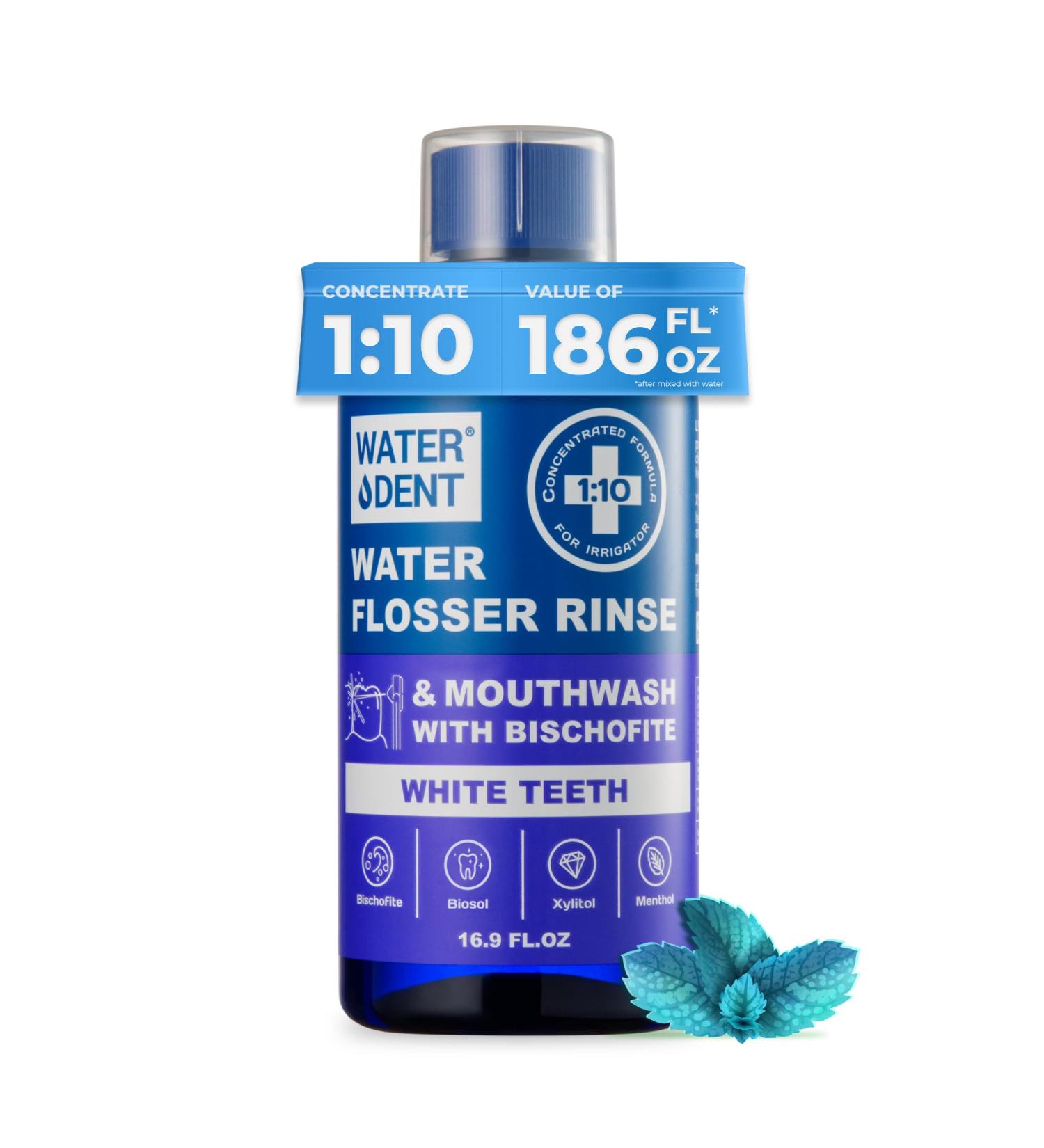 Concentrated Water flosser Rinse & mouthwash Teeth WHITENING | Add to Water Flossers| Fruit Flavor | 1 Pack 16.9 fl.oz | Peroxide Free. Made in USA - Buy Online on GoSupps.com