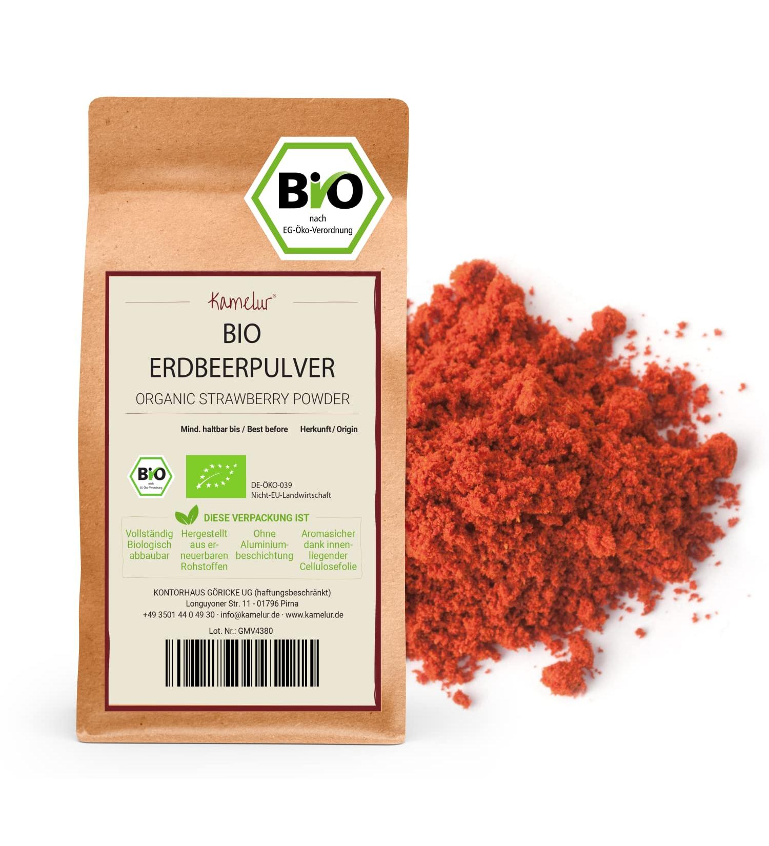 250g Organic Fruit Powder Made From Freeze-Dried Wild Strawberries - Fruity Strawberry Powder No Additives - In Biodegradable Packaging - Buy Online on GoSupps.com