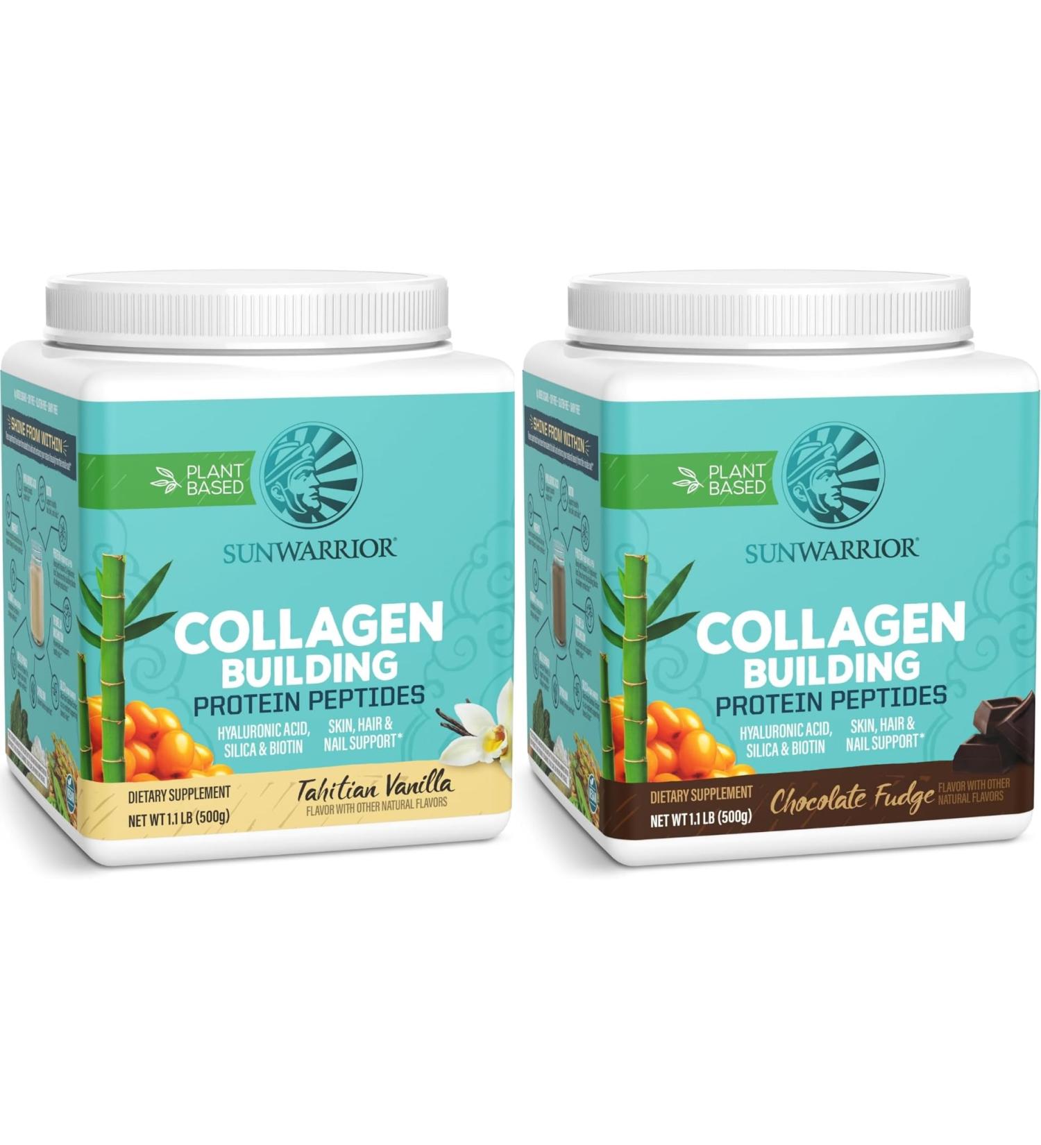 Chocolate & Vanilla Vegan Collagen Protein Powder Set | Bundle & Save | Plant Based Collagen Booster | Non-GMO No Added Sugar Soy or Dairy (20 Servings Chocolate 20 Servings Vanilla) - Buy Online on GoSupps.com