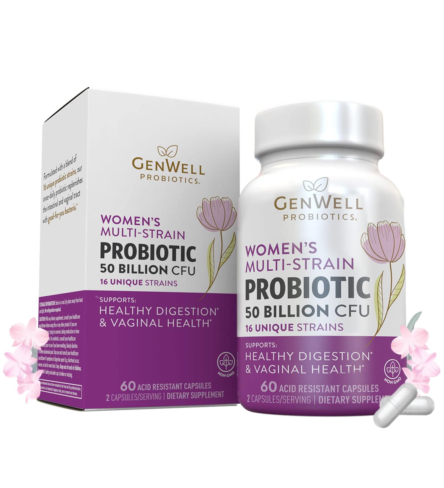 Women's Probiotics 50 Billion CFU & 16 Strains | 60 Capsules for Gut & Vaginal Health - Shelf Stable Digestive Supplements - Buy Online on GoSupps.com