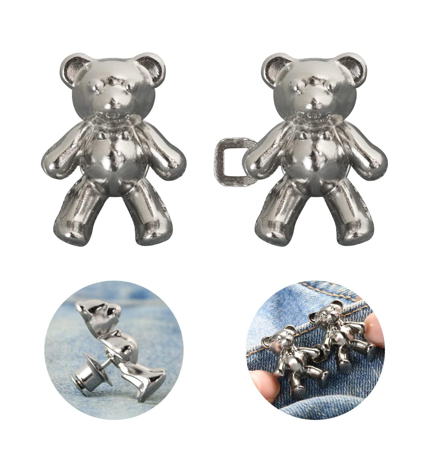 RichLuck Adjustable Jean Button Pin - No Sewing Required - Silver Bear Design - Buy Online on GoSupps.com