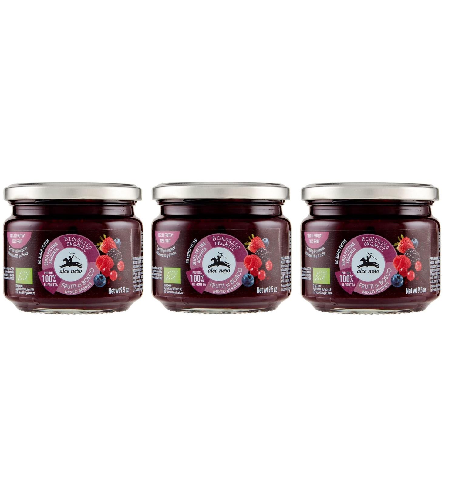 Alce Nero Organic Berry Compote Organic Berry Compote with Organic Strawberries Blackberries Blueberries Red Gooseberries and Raspberries 270 g - Buy Online on GoSupps.com