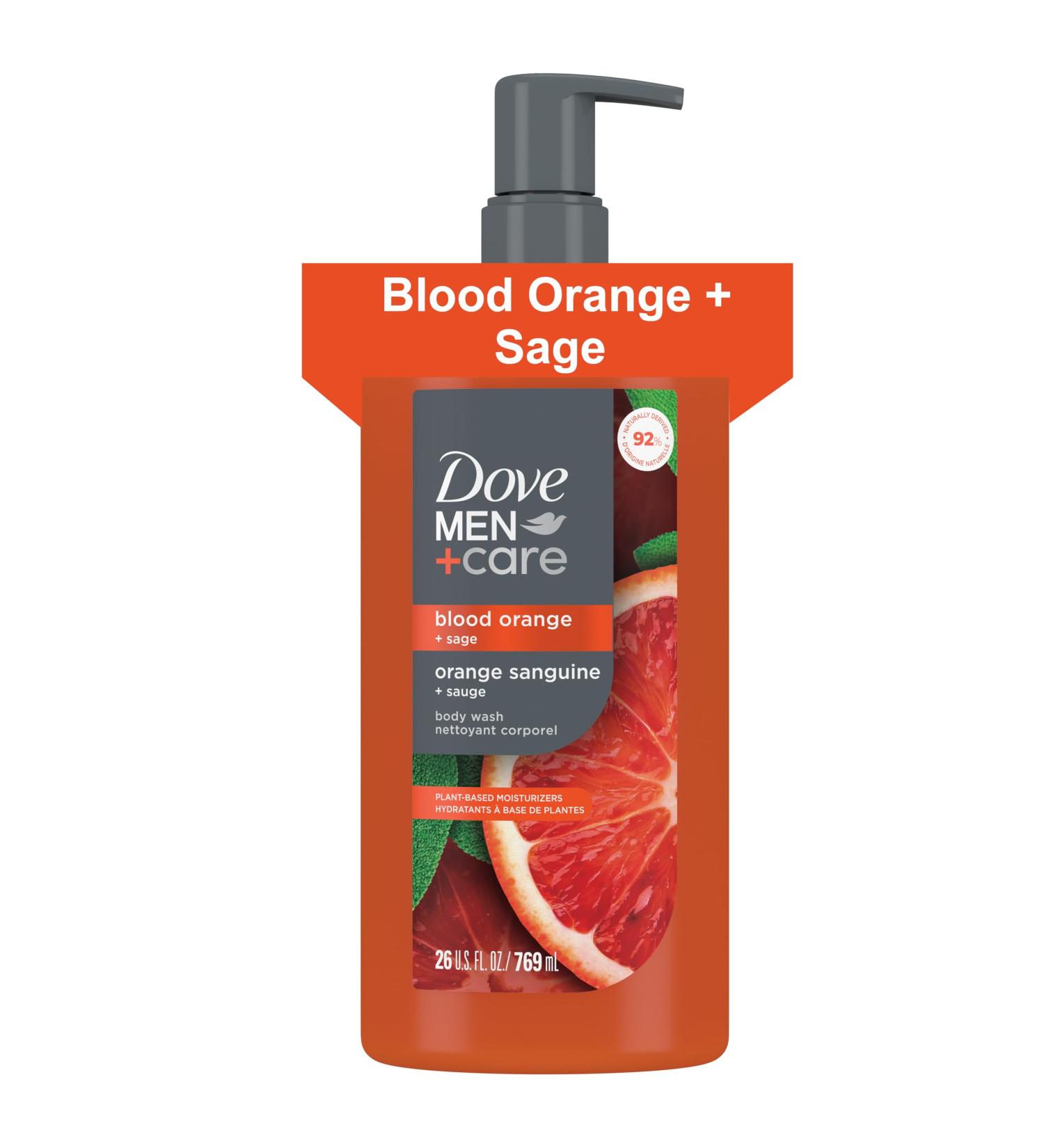DOVE MEN + CARE Body Wash Blood Orange to Rebuild Skin in the Shower with Plant-Based Cleansers and Moisturizers 26 fl oz - Buy Online on GoSupps.com