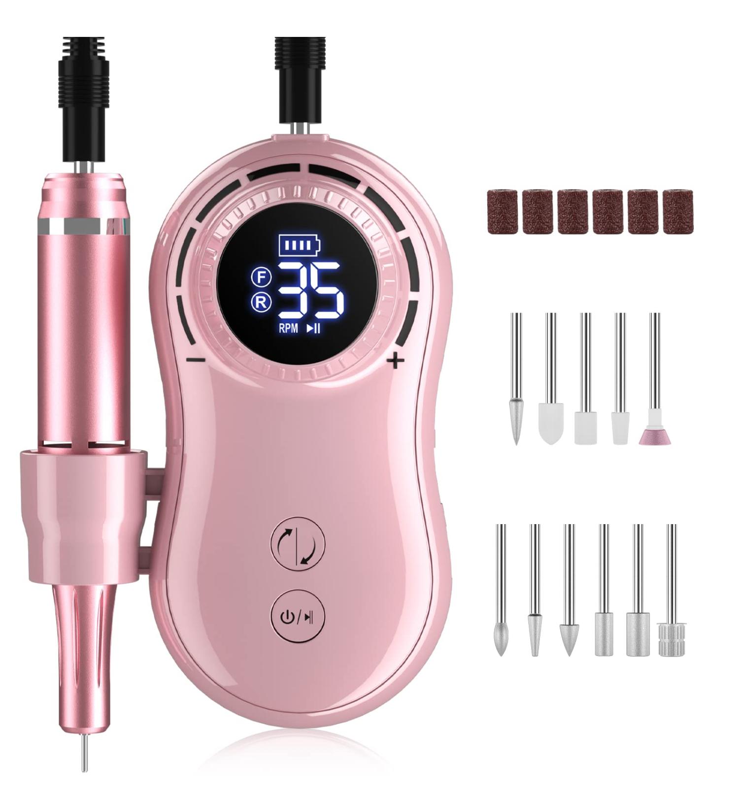Rechargeable 35000 RPM Nail Drill Kit for Acrylic & Gel Nails - Rose Gold - Buy Online on GoSupps.com