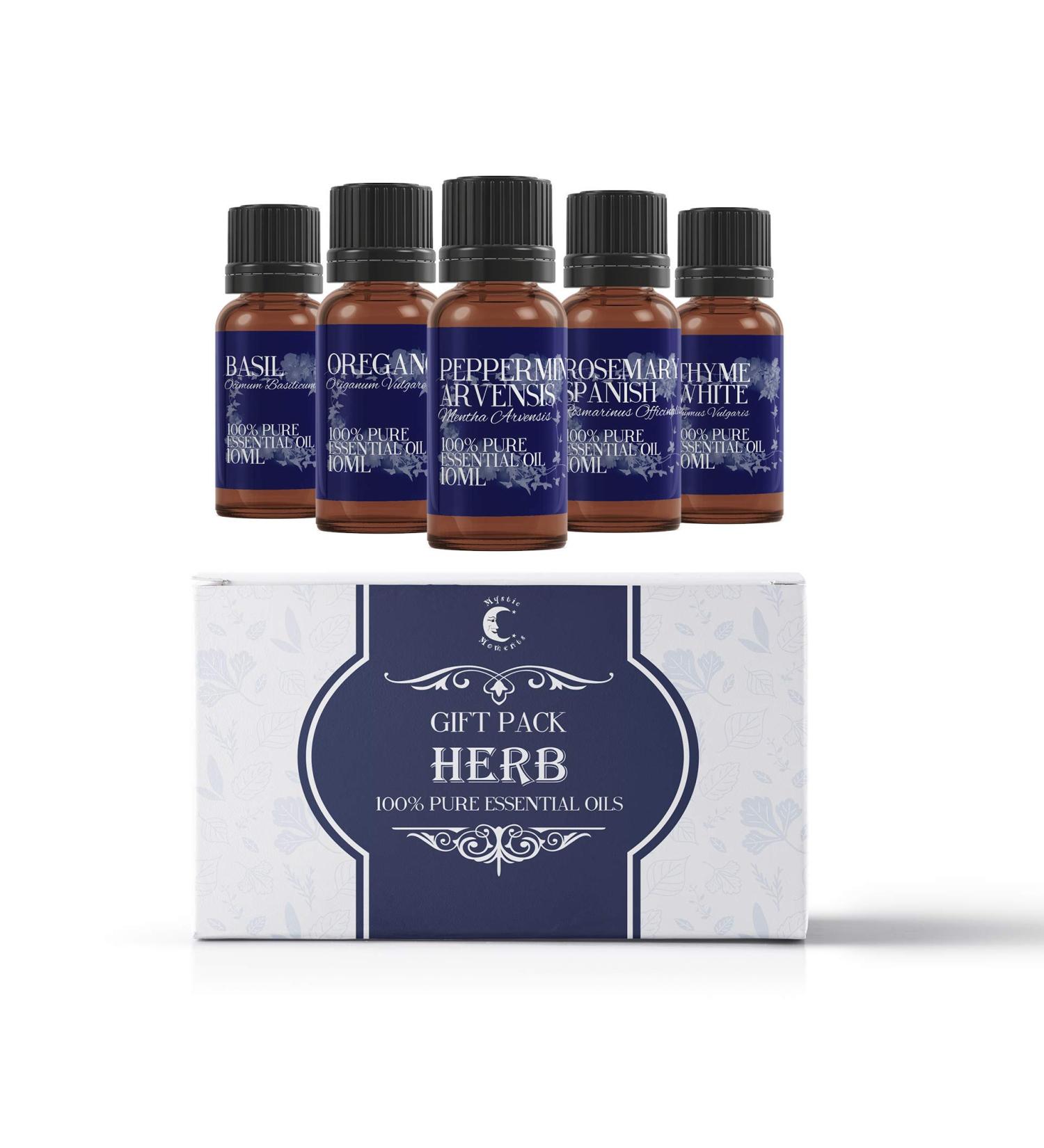 Mystic Moments Essential Oil Starter Pack | 5 x 10ml Herb Oils for Aromatherapy - International Shipping Available - Buy Online on GoSupps.com