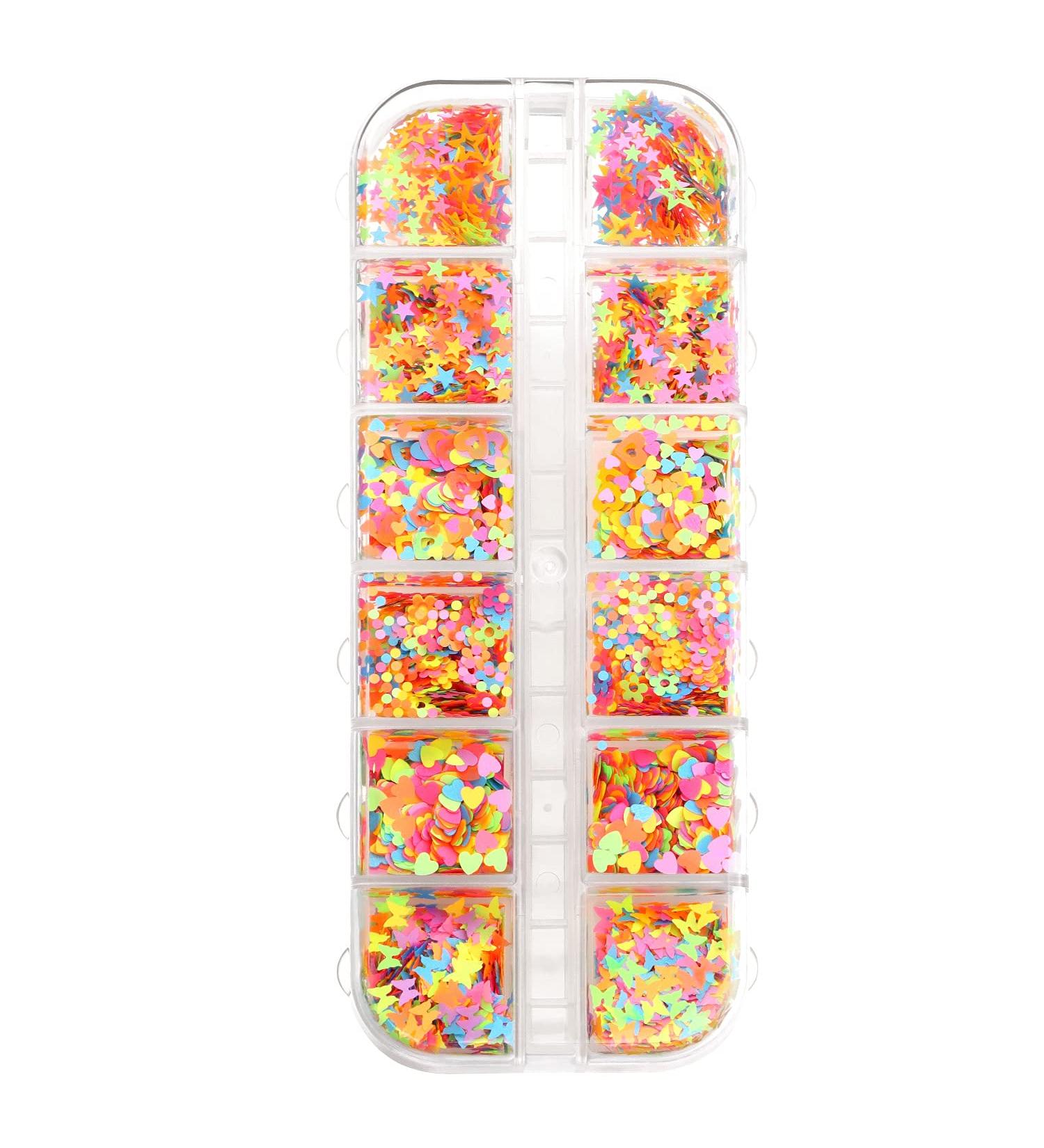 Flower Nails Flakes 12 Colors Nails Art Nail Sequins Nail Glitter Mix Color Fluorescent(02) - Buy Online on GoSupps.com