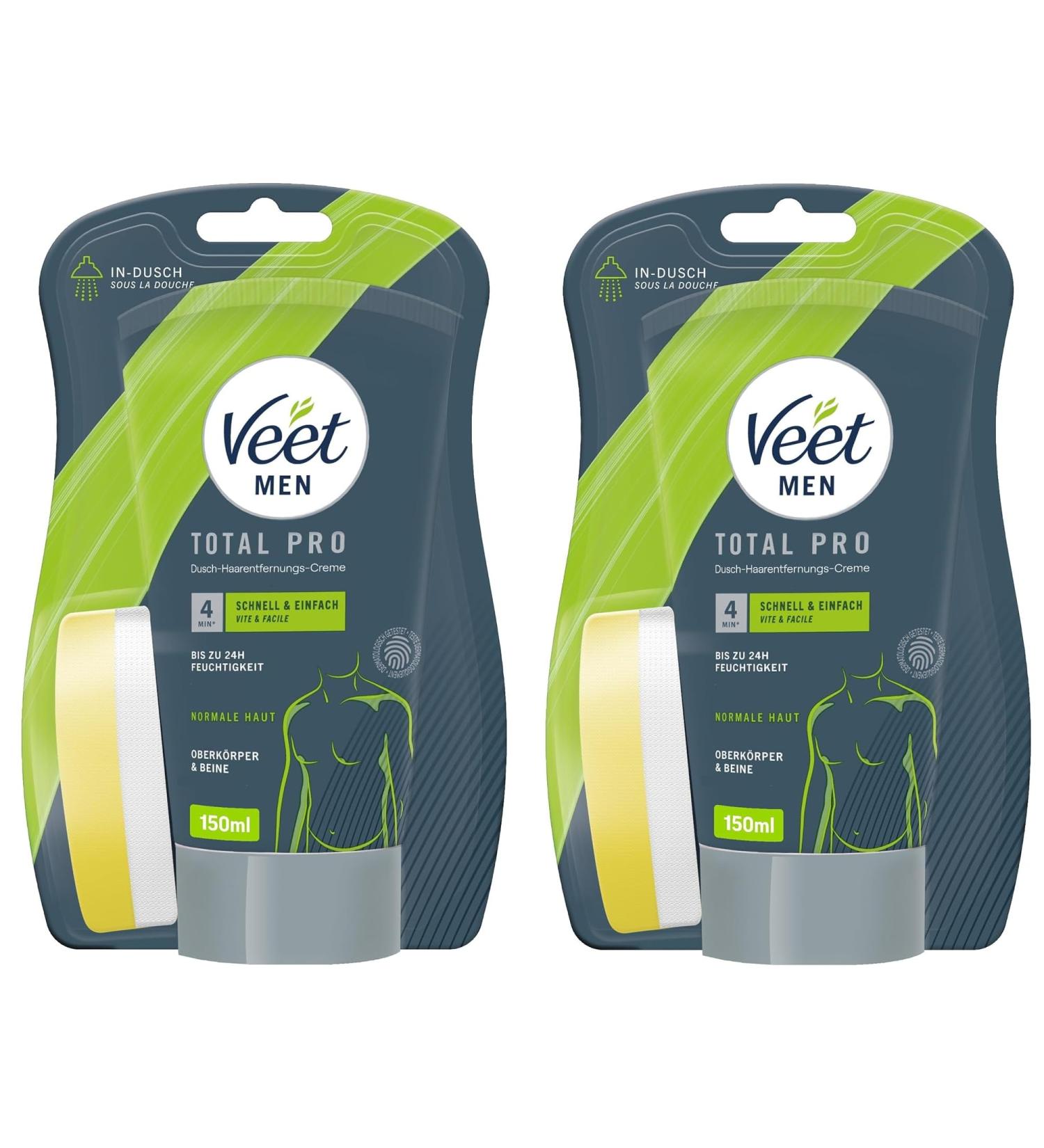 Veet Men Shower Depilatory Cream | 2 Pack for Fast Hair Removal | 150ml Each - Buy Online on GoSupps.com