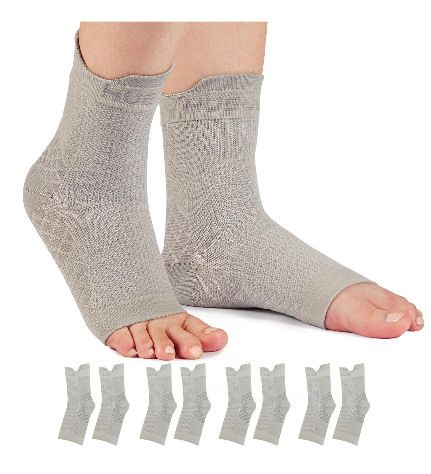4 Pairs Neuropathy Toeless Compression Socks for Plantar Fasciitis Support - Ankle Brace for Pain Relief and Anti-Slip Foot Support - Gray S - Buy Online on GoSupps.com