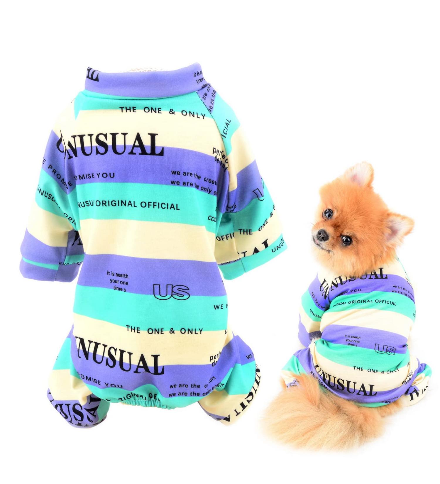 Smalllee Lucky Store: Multi-Colored Striped Cotton Pajamas for Small & Medium Dogs & Cats - Nightwear & Outfits for Yorkies & Chihuahuas - Buy Online on GoSupps.com