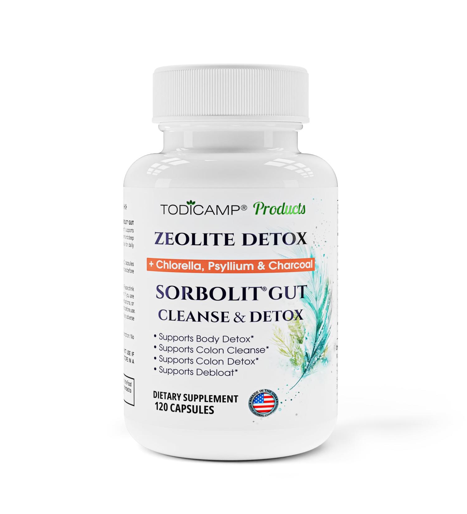 SORBOLIT Colon Cleanse Formula + Debloat - Zeolite Detox, Chlorella, Activated Charcoal & Psyllium Husk Fiber for Gut Health, Gut Cleanse, Colon Detox & Digestive Balance 120 Vegan Capsules - Buy Online on GoSupps.com