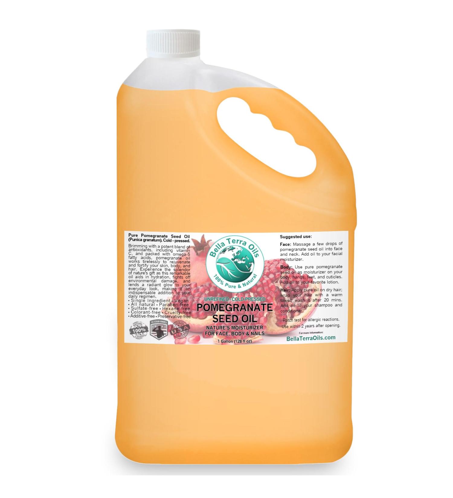 Pomegranate Seed Oil - 1 Gallon for Radiant Skin & Nourished Hair | Antioxidant-Rich Bella Terra Oils (Pack of 10 - Buy Online on GoSupps.com