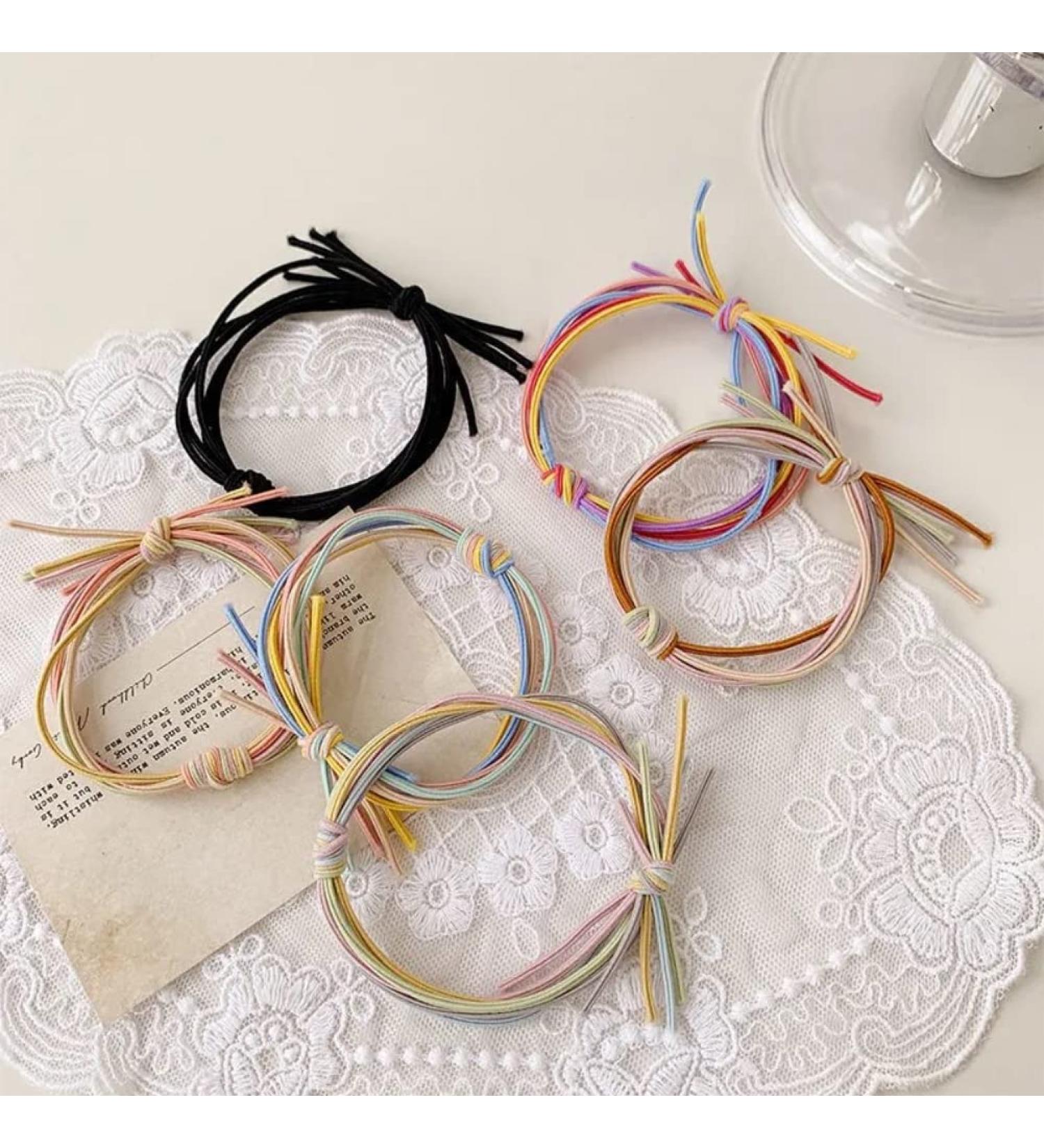 Multicolor Elastic Hair Ties - 6 Cute Styles for Thick Hair - No Damage Hair Bands - Buy Online on GoSupps.com