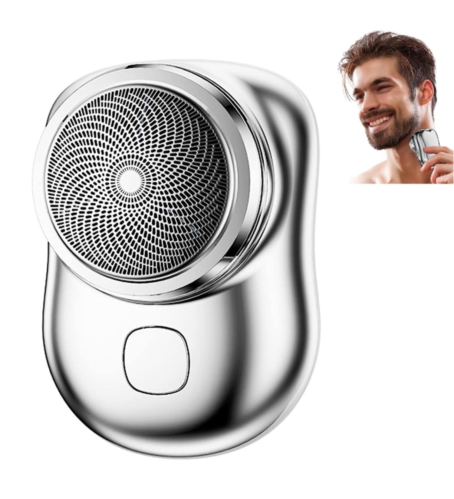 2023 Mini Electric Shaver for Men - Portable Rechargeable Shaver for Home, Car, Travel - Easy One-Button Operation (Silver) - Buy Online on GoSupps.com