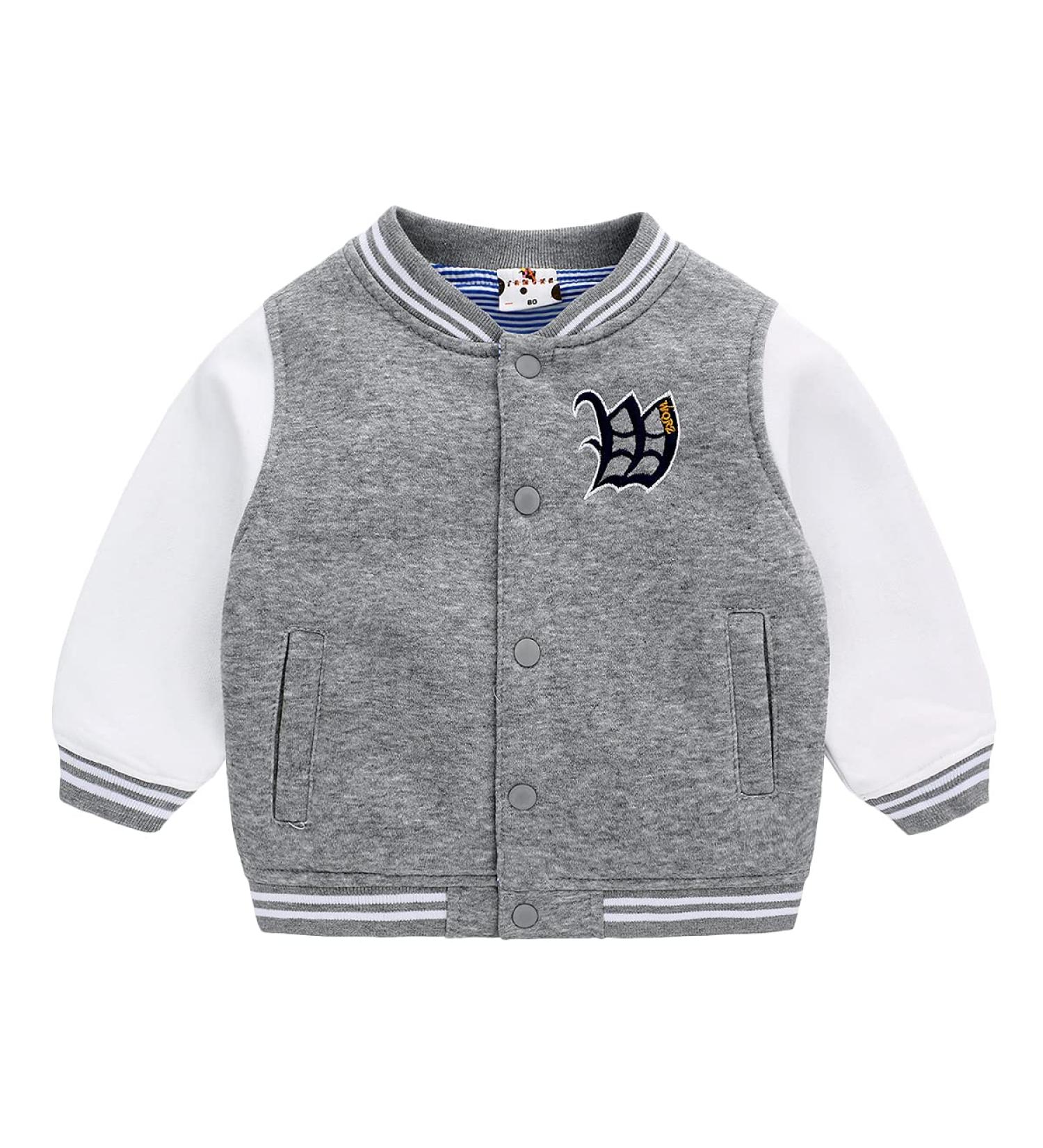 Famuka Baby Spring Jacket Baseball Suit Coat | 18-24 Months | Grey - Buy Online on GoSupps.com