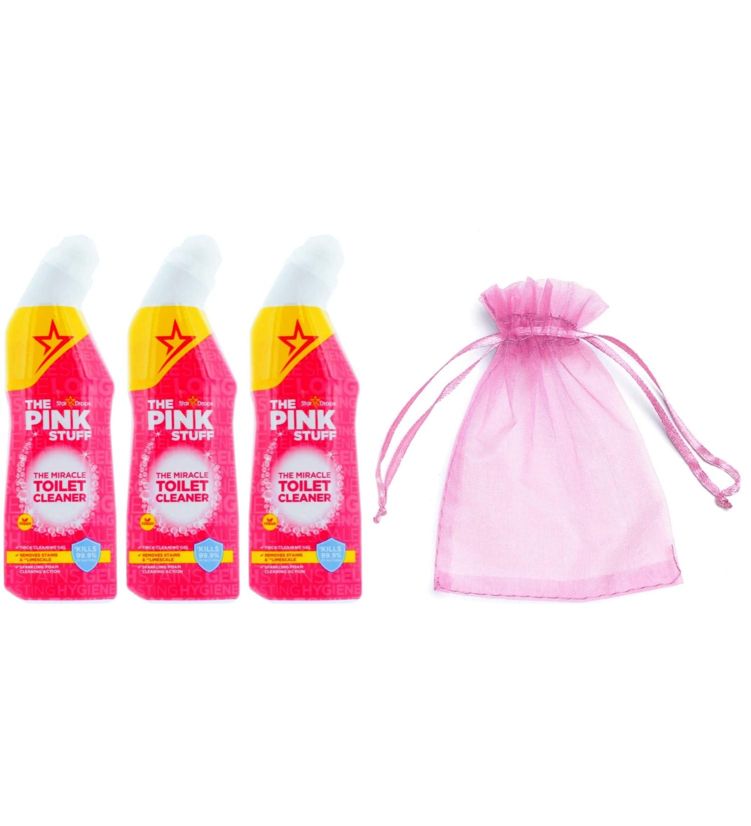The Pink Stuff The Miracle Toilet Cleaner Gel 3Pk x 750ml + Our Gift for You: Organza Bag Size: 9 x 7 x 0.1cm - Buy Online on GoSupps.com