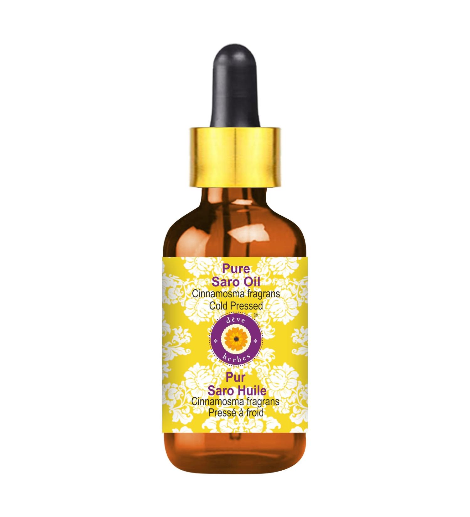 d ve herbes Saro Oil (Cinnamosma fragrans) with Glass Dropper | Cold Pressed | Pure | Natural | for Diluting Essential Oils | for Skin & Massage | Non-Sticky| Lightweight| Unisex | 5ml (0.16 oz) - Buy Online on GoSupps.com