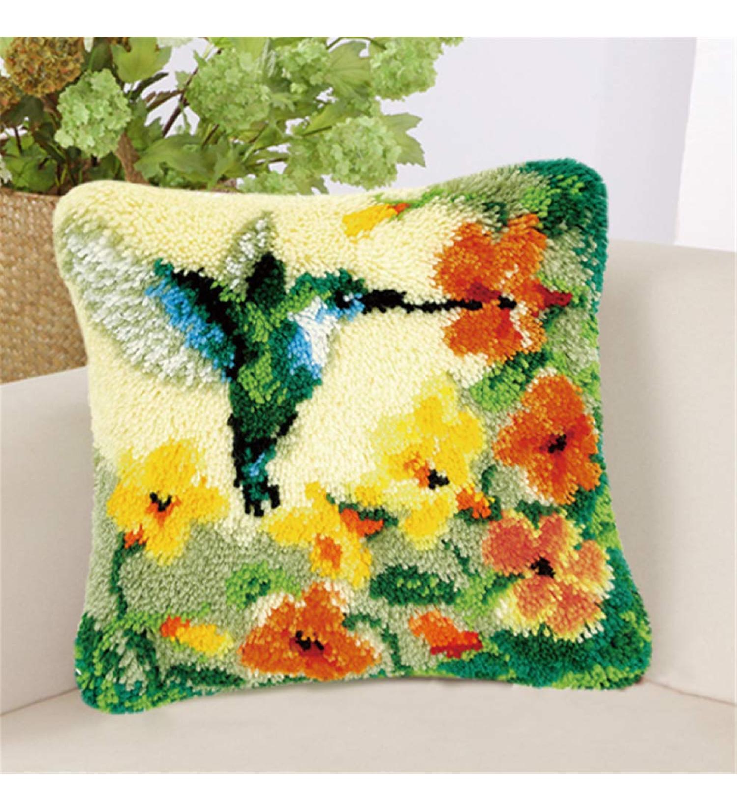 LAPATAIN Latch Hook Kit for DIY Throw Pillow Cover - 17X17inch - Blue Bird Design - Buy Online on GoSupps.com