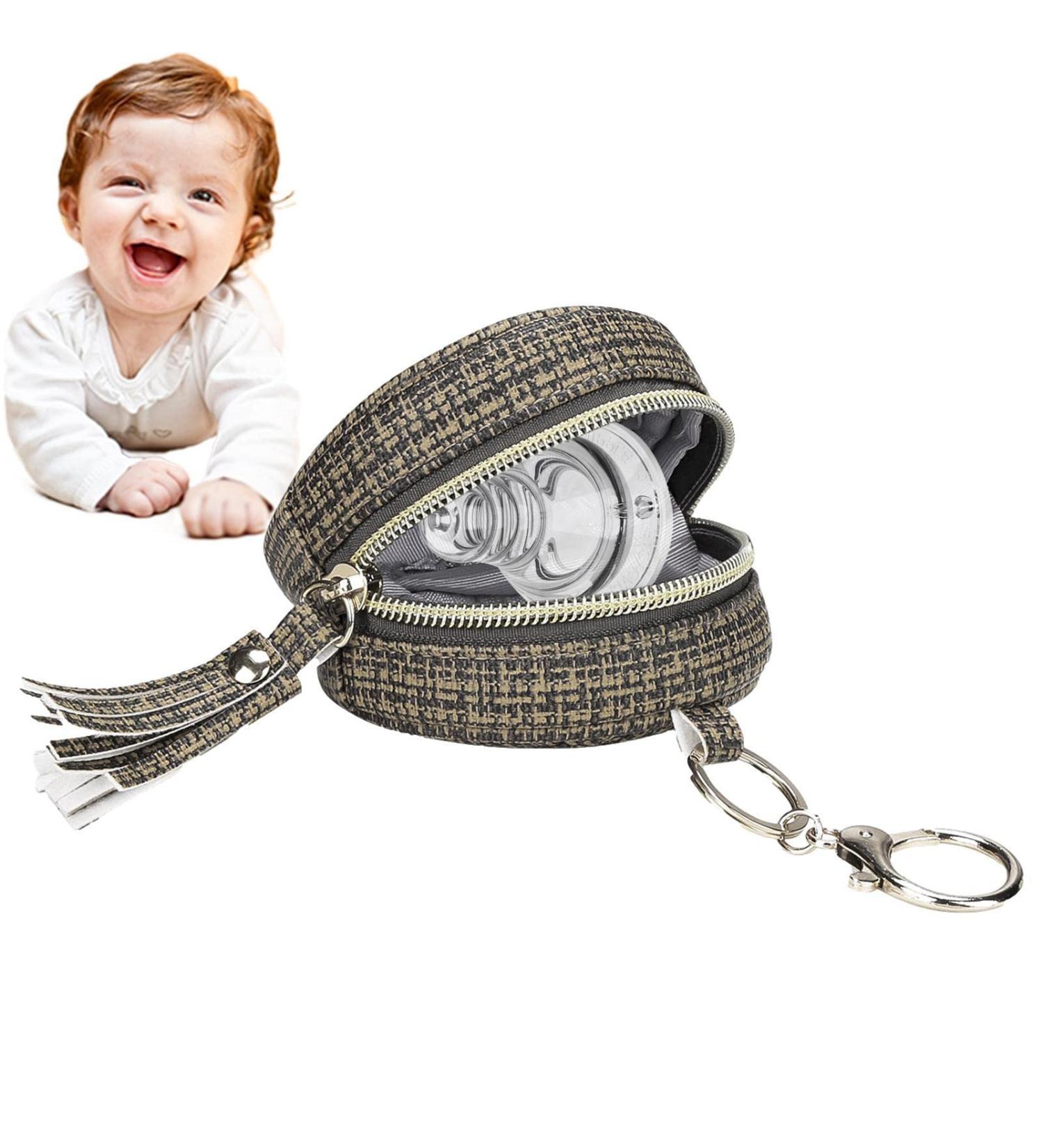 Buy Botiniv Pacifier Bag & Key Pod - Dark Brown | Easy Attachment for Diaper Bag & Handbag - International Shipping - Buy Online on GoSupps.com