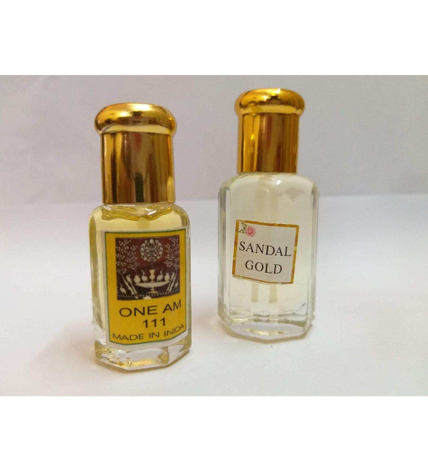 Sandal (Chandan) and One AM 111 Made in India Attar/Ittar concentrated Perfume Oil - 10+10 ml Sandal Aroma Combo Fragrance